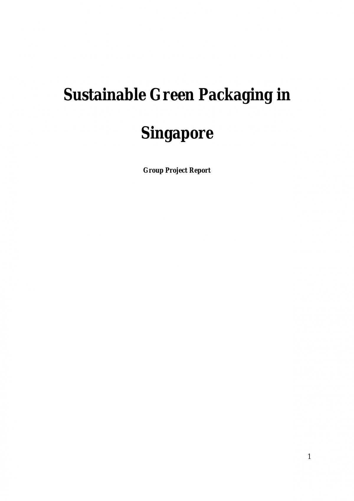 Report on Sustainable Green Packaging in Singapore - Page 1