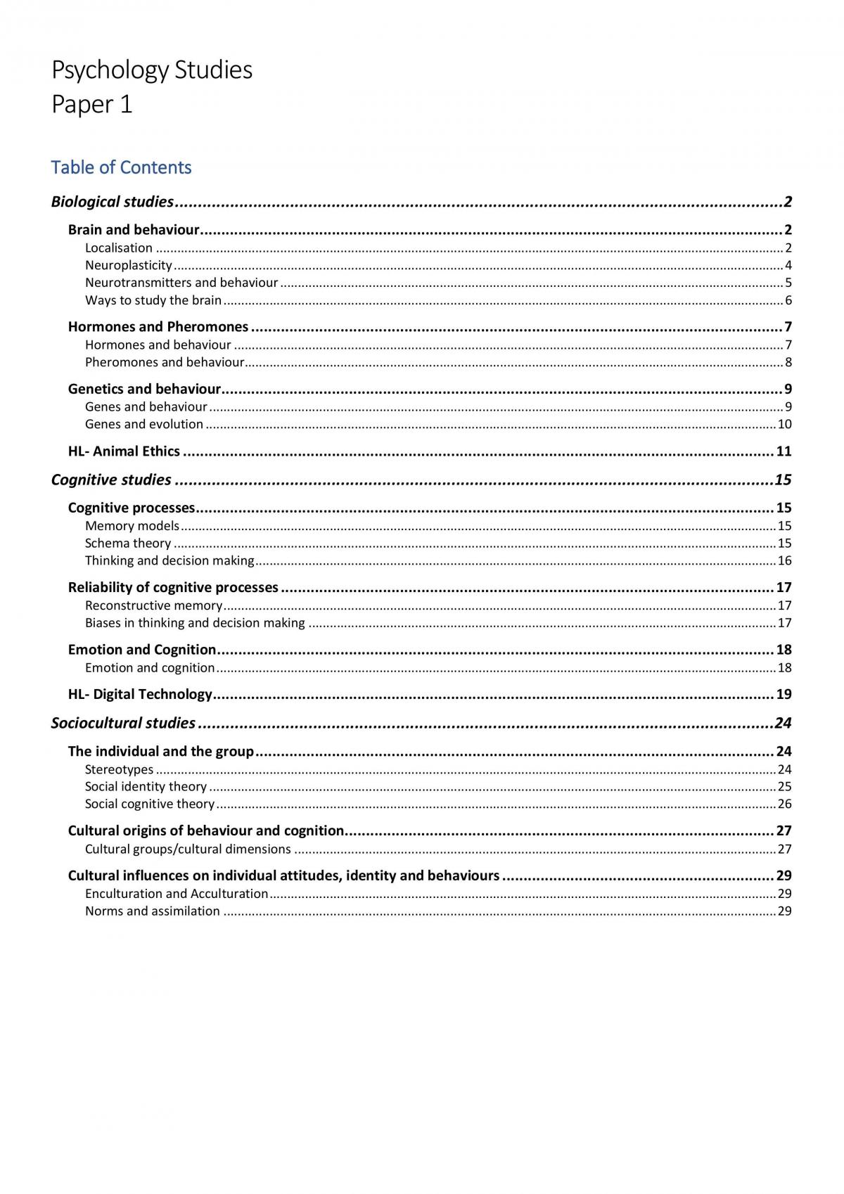 Paper 1, Psychology Studies - Page 1