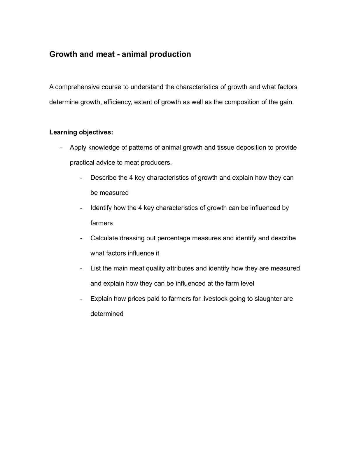 Growth and meat - animal production - Page 1