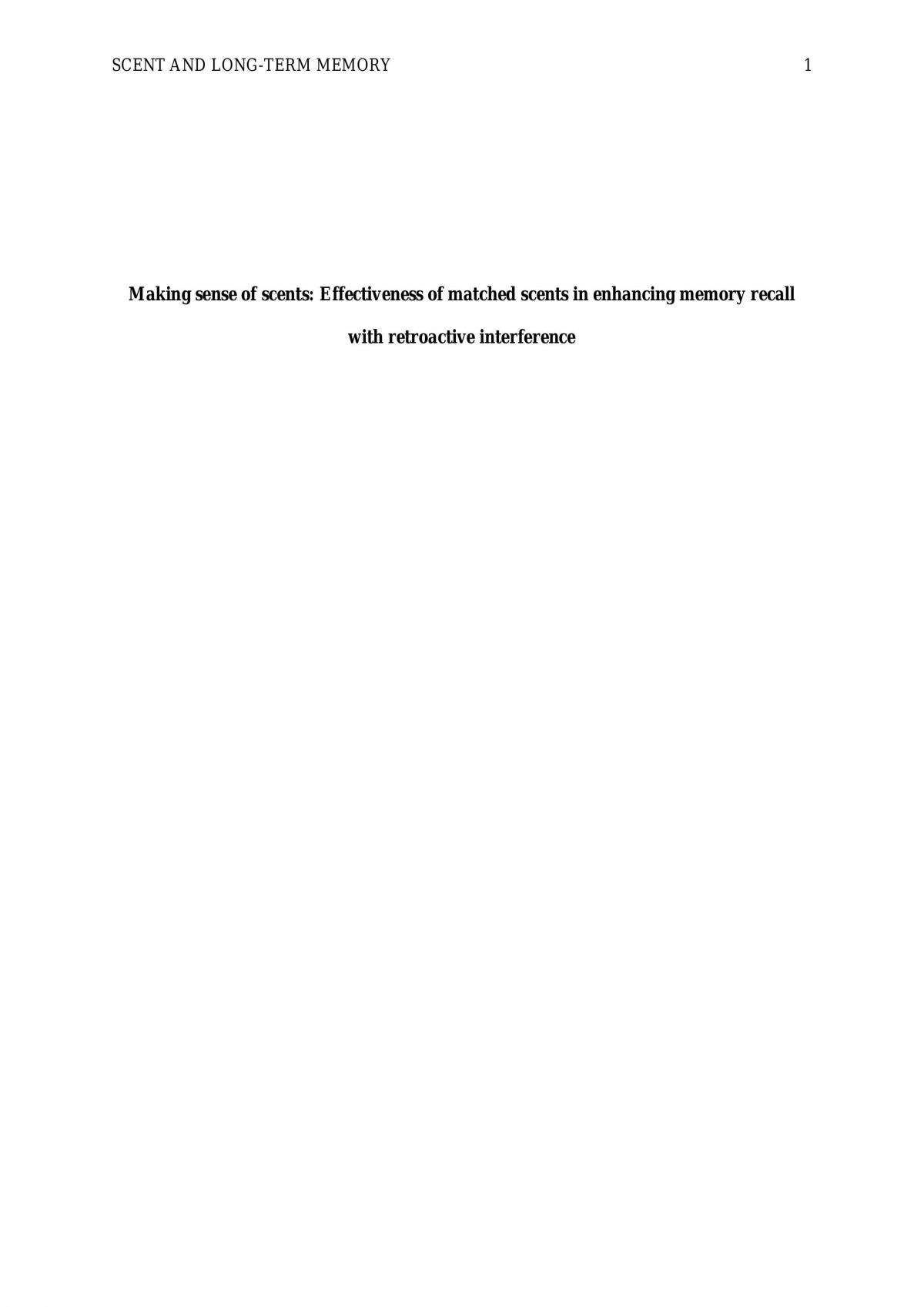 Making sense of scents: Effectiveness of matched scents in enhancing memory recall with retroactive interference - Page 1