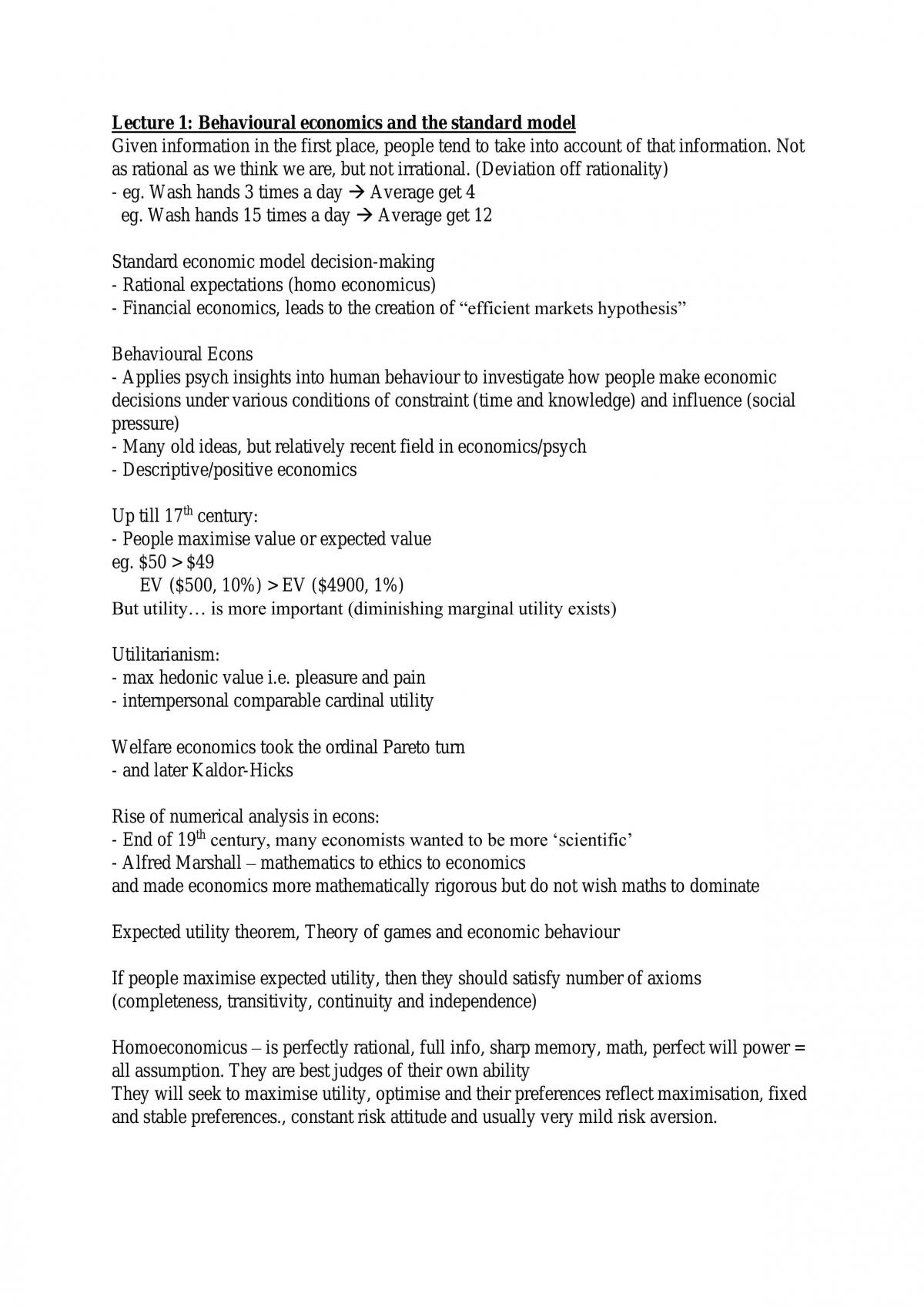 Behavioural Finance Full Notes - Page 1