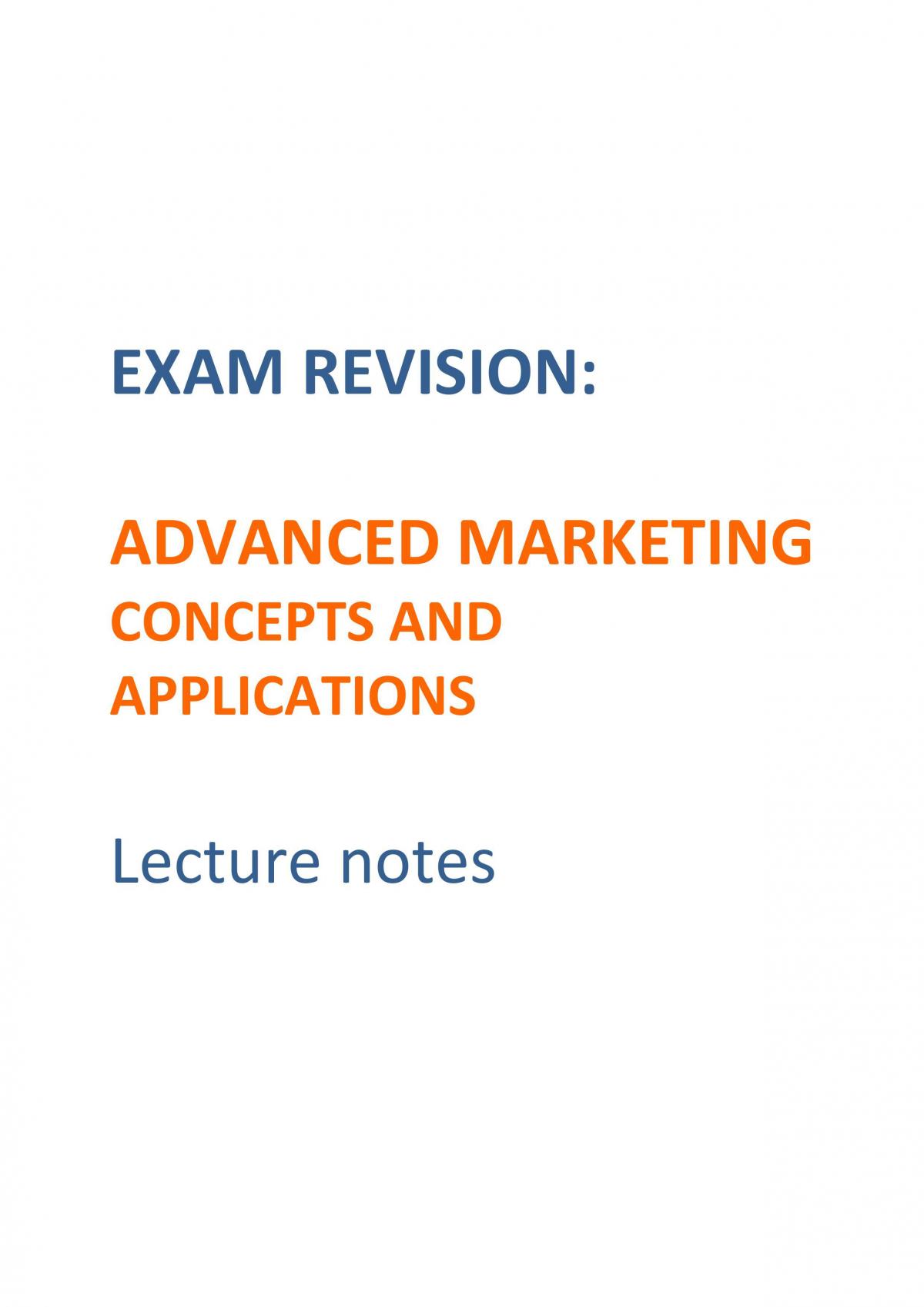 Advanced Marketing Complete Study Notes  - Page 1