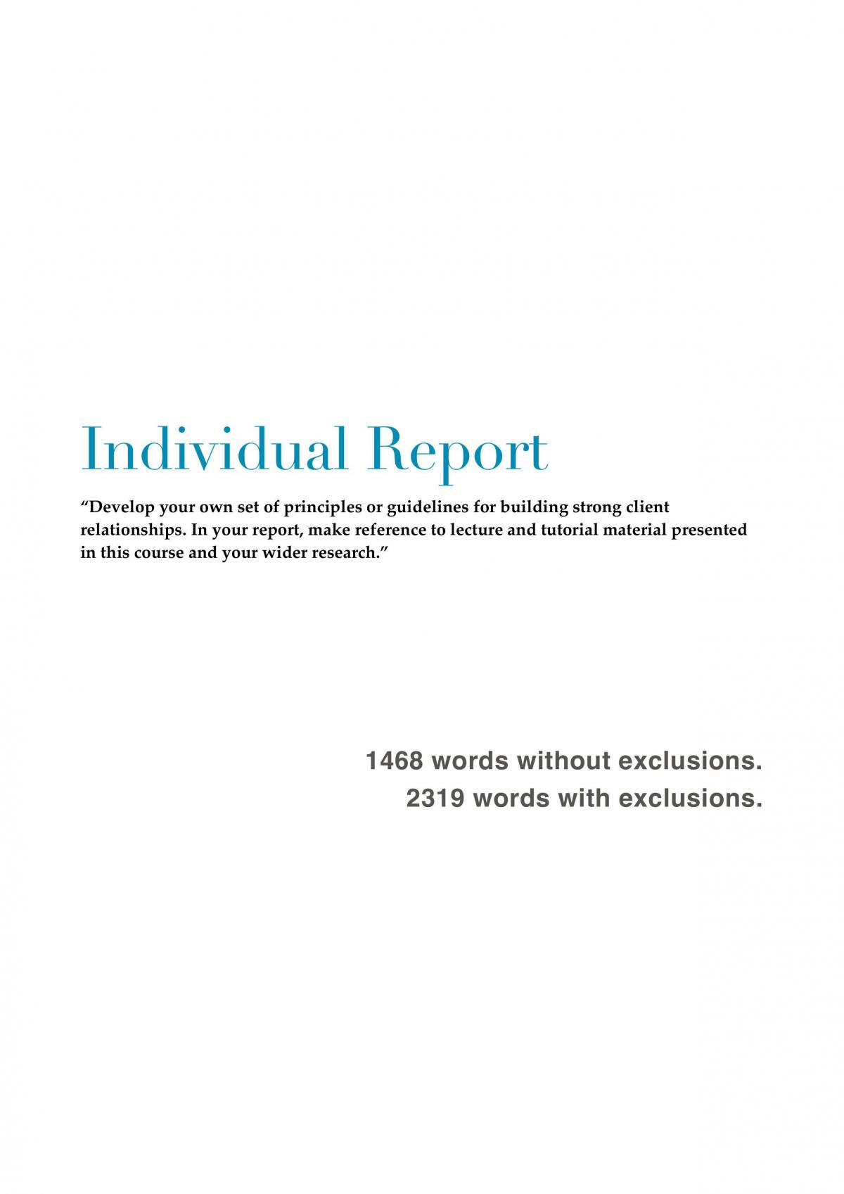 COMM2333 Client Management Individual Report - Page 1