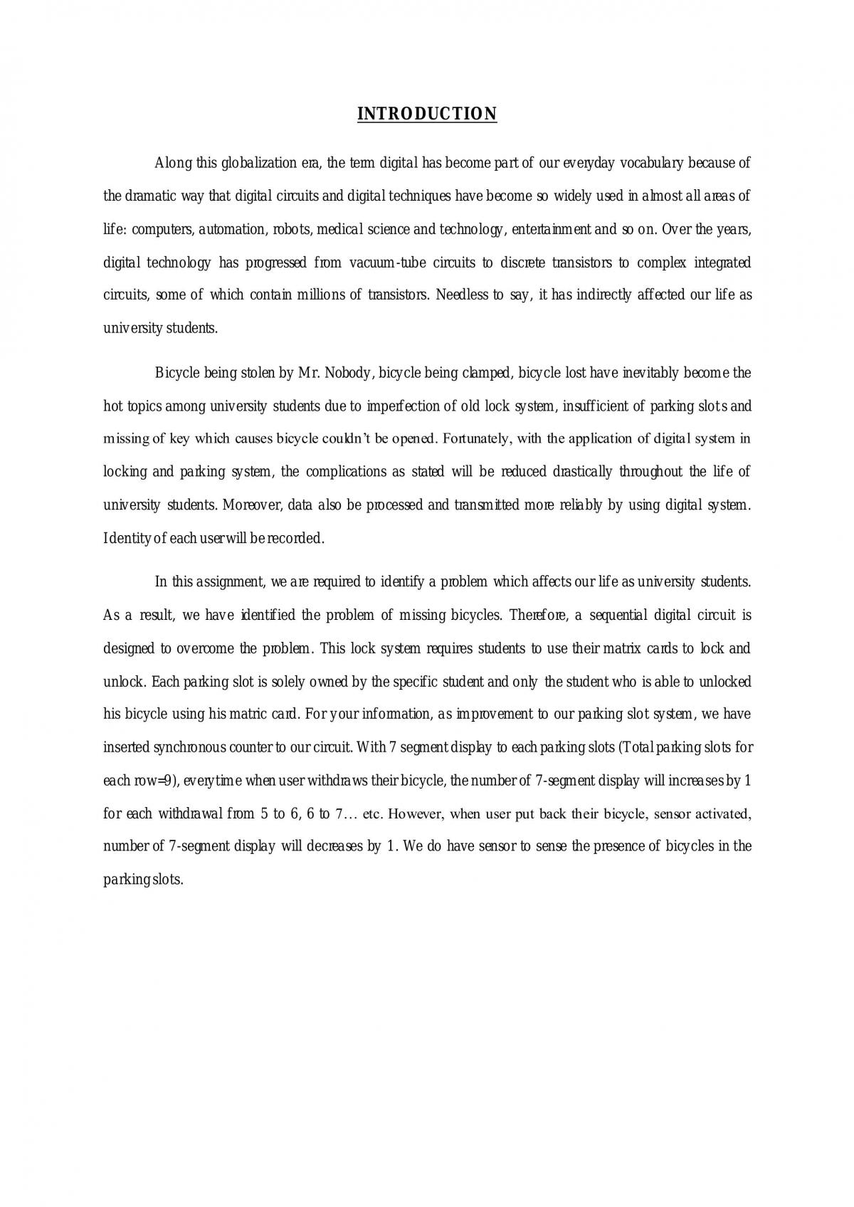EEE130 Digital Electronics - Mini project (Bicycle Lock) - Page 1