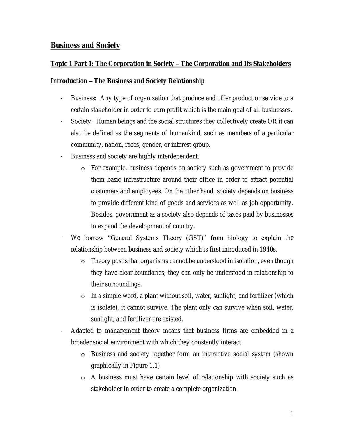 Business and Society Full Notes - Page 1