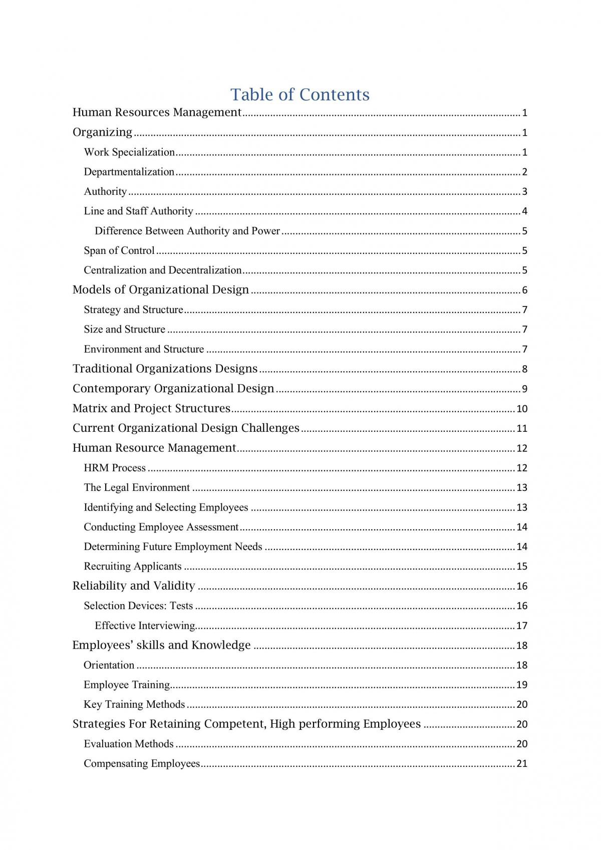 Human Resource Management study notes - Page 1