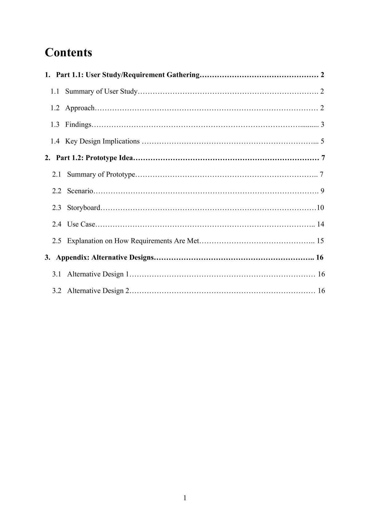 Human Computer Interaction User Study and Prototype Proposal - Page 1