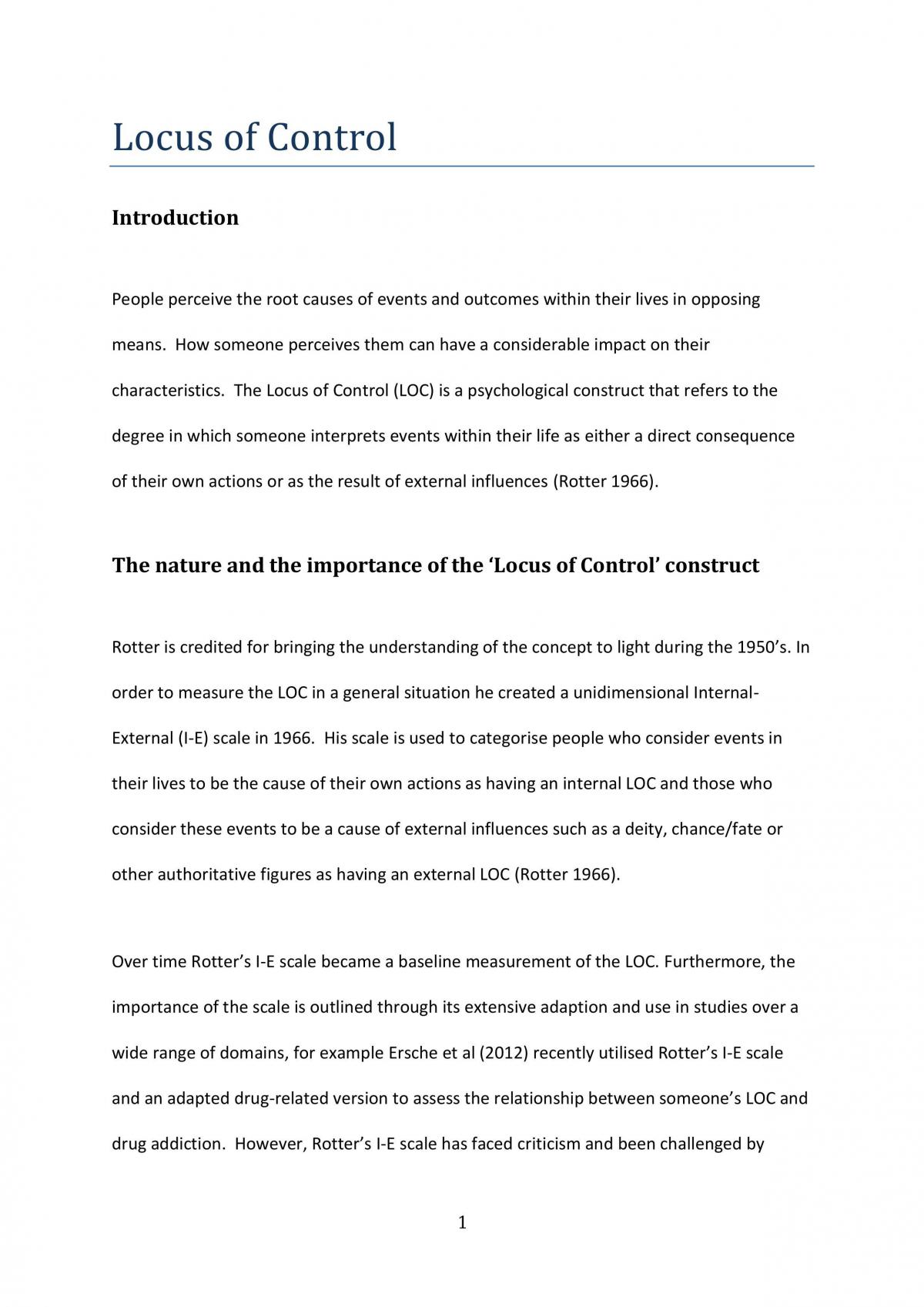 Locus of Control  - Page 1