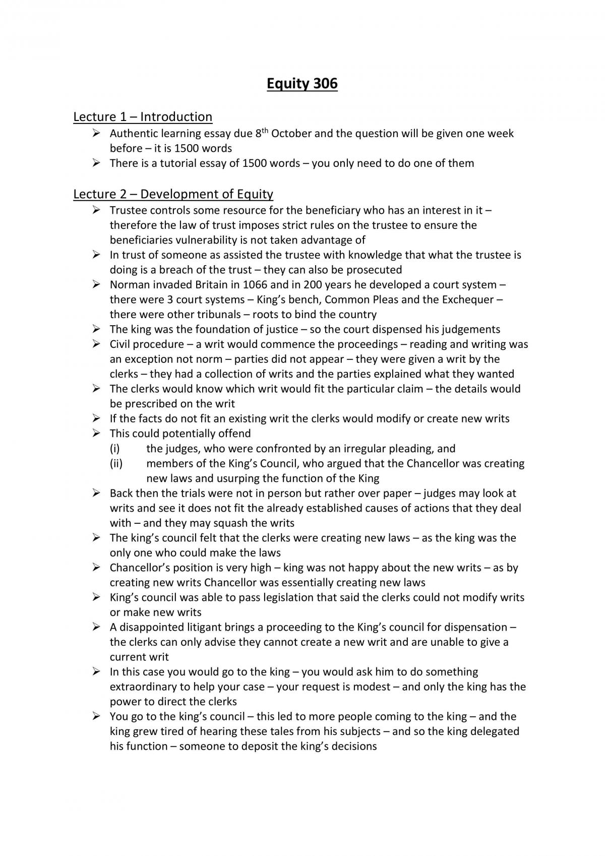 Equity Semester 1 Notes - Page 1