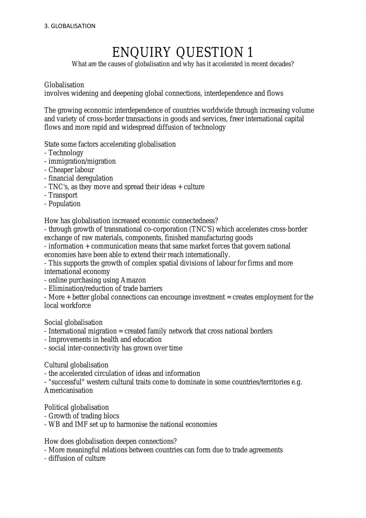 Edexcel Geography - Globalisation - Page 1