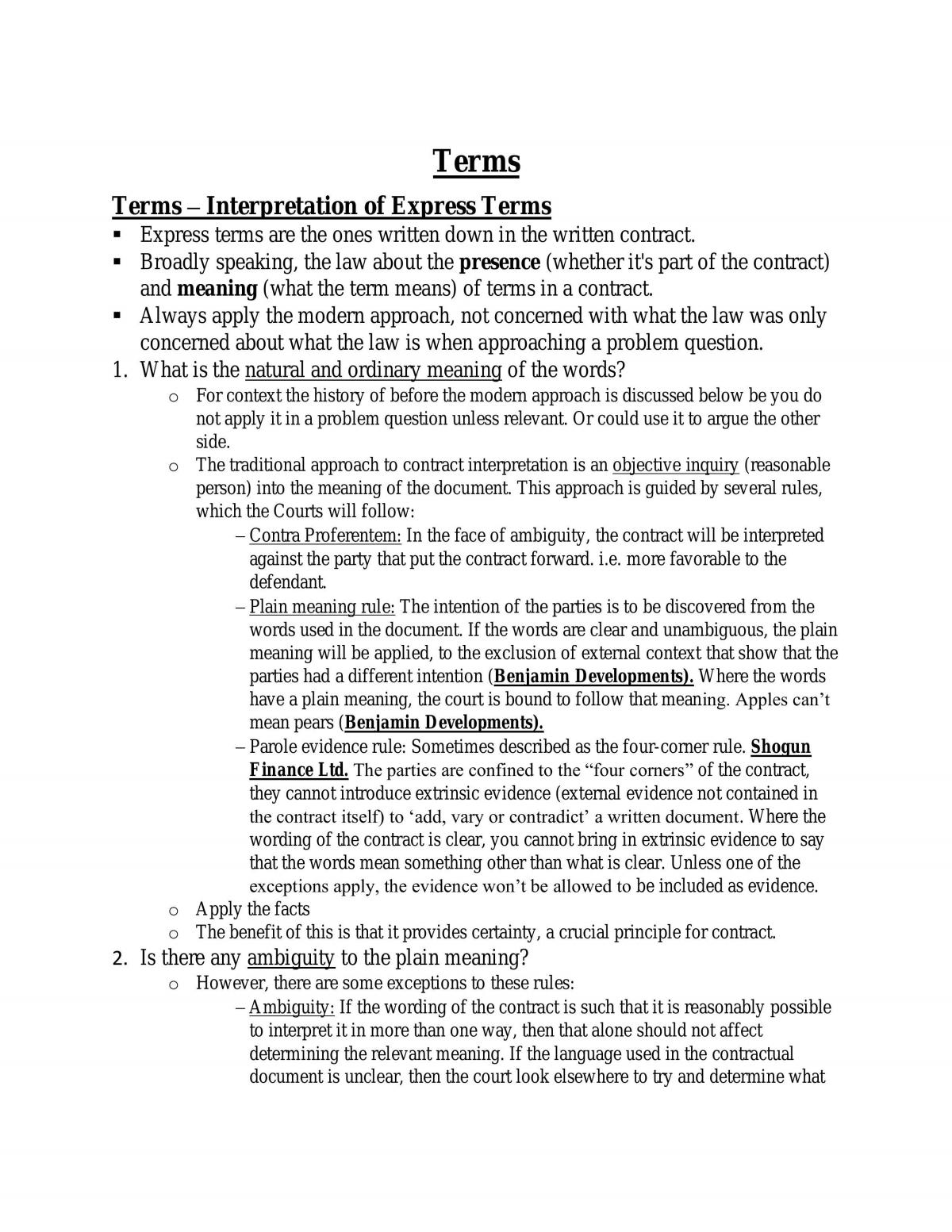 Contract Notes  - Page 1