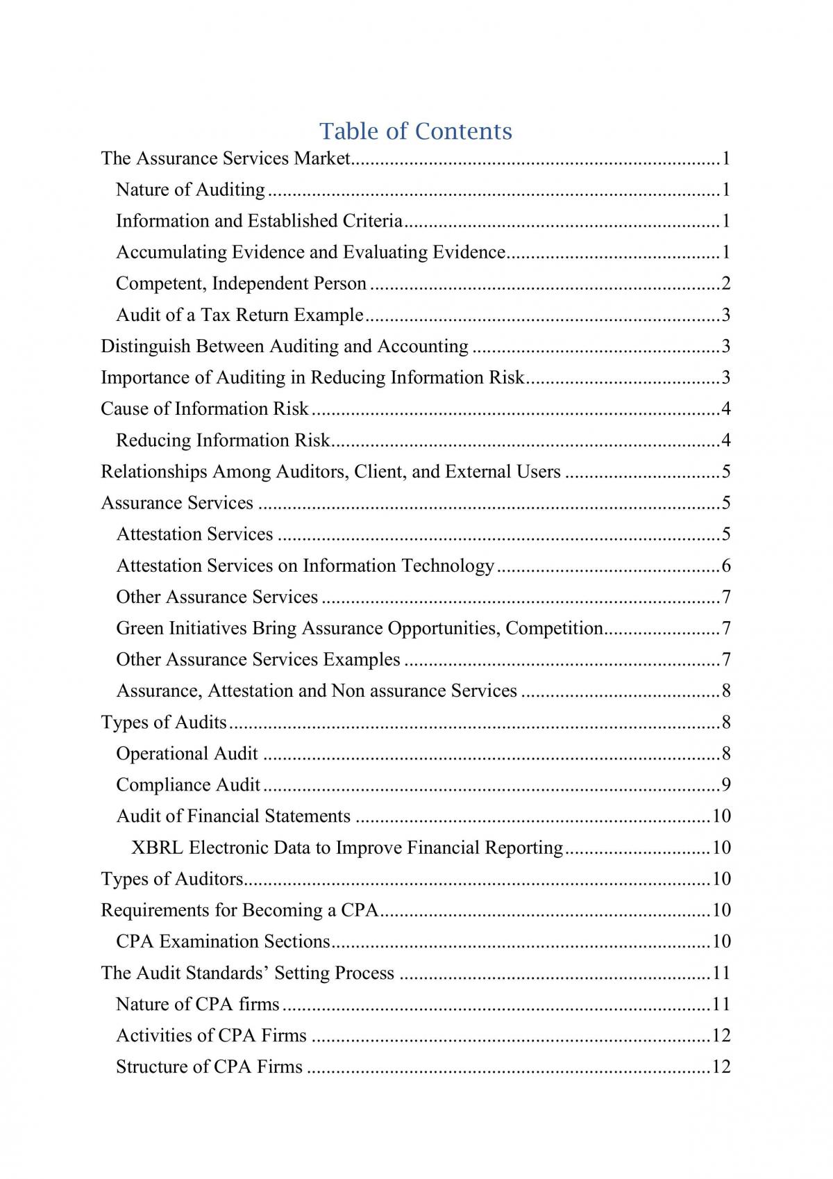 Audit and Assurance notes - Page 1