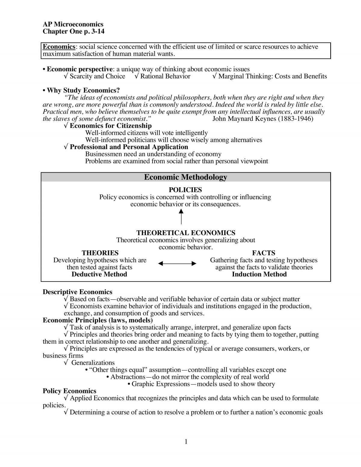 AP Microeconomics Notes - Page 1