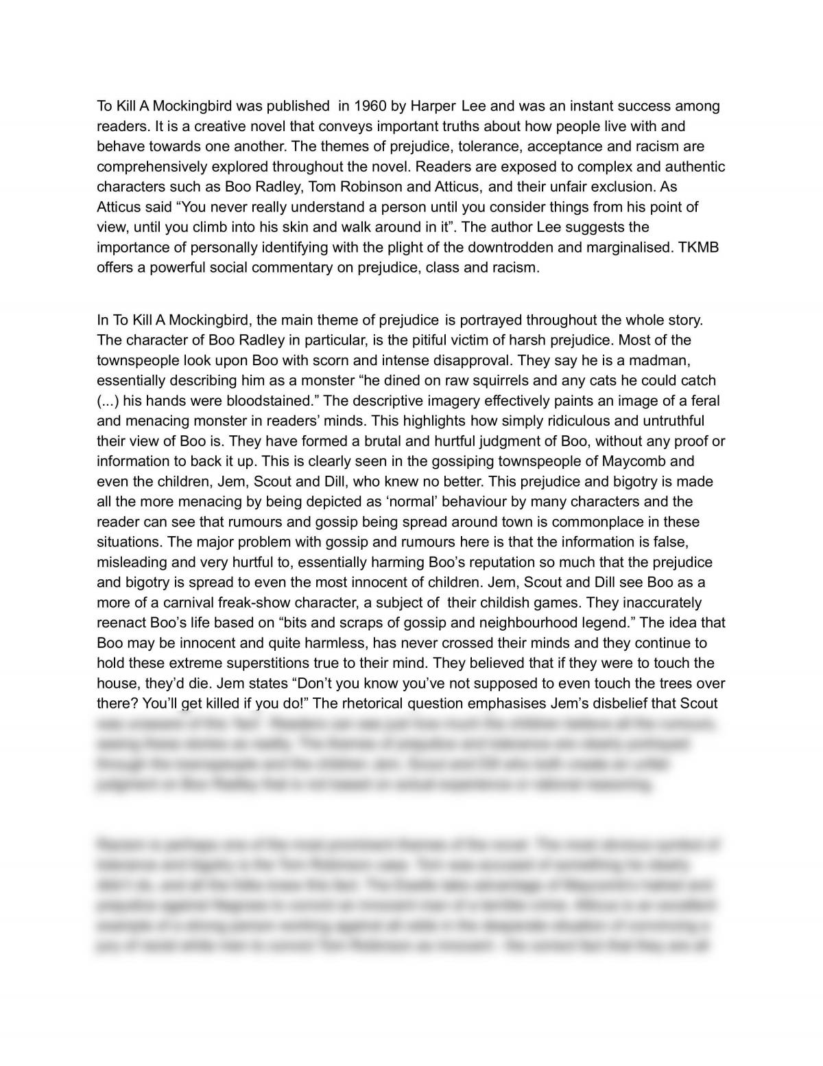 to kill a mockingbird essay examples pdf