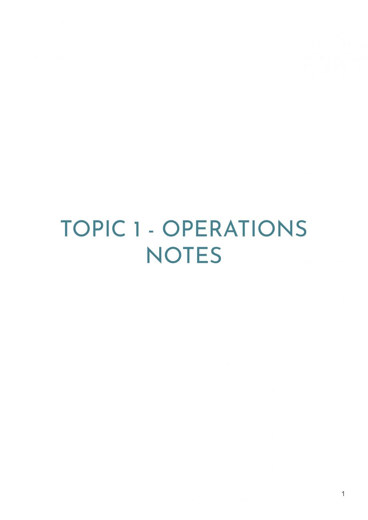 Business Studies Operations Notes  - Page 1