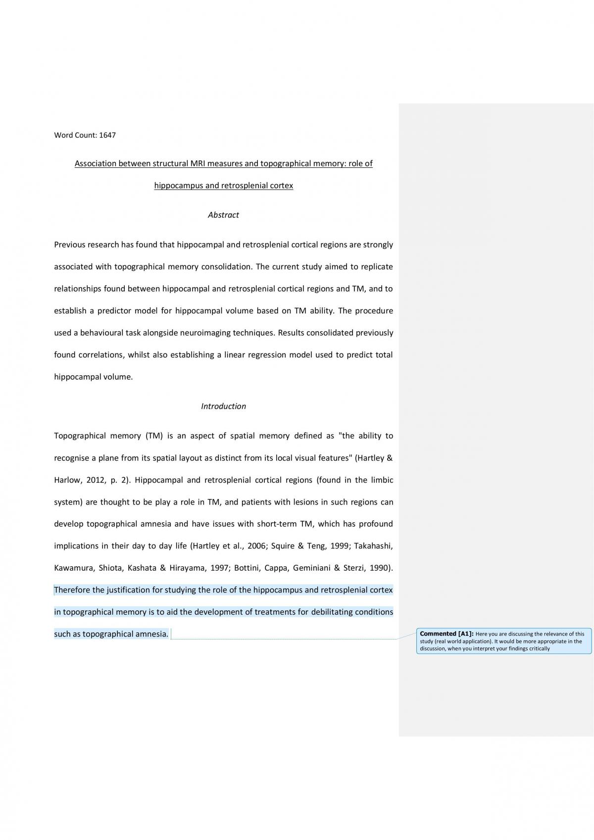 (Practical report) Association between structural MRI measures and topographical memory: role of hippocampus and retrosplenial cortex - Page 2