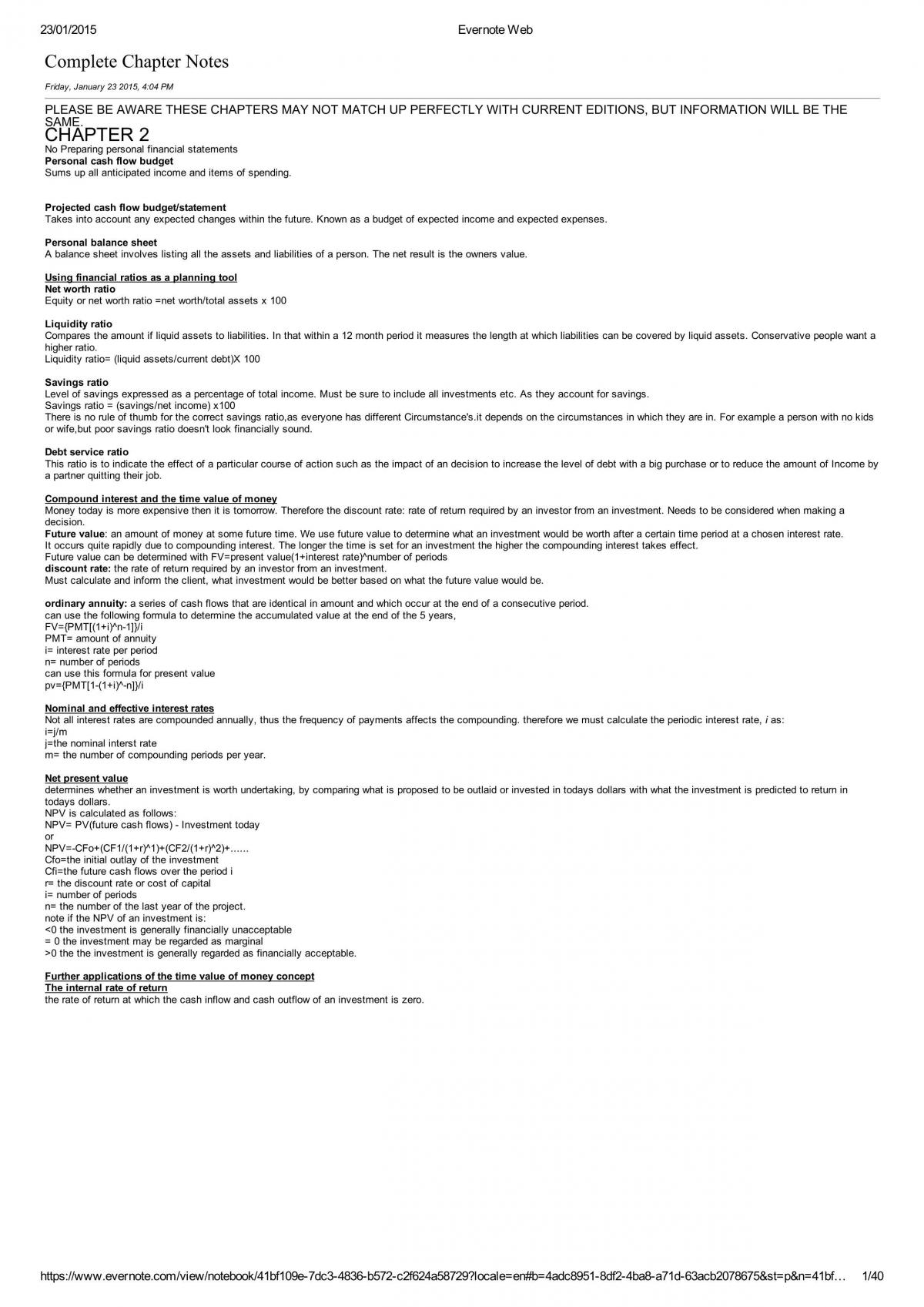 Financial Planning Complete Chapter Summary - Page 1