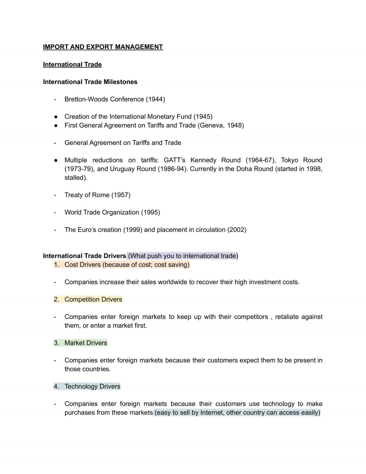 Import and Export Management Notes - Page 1