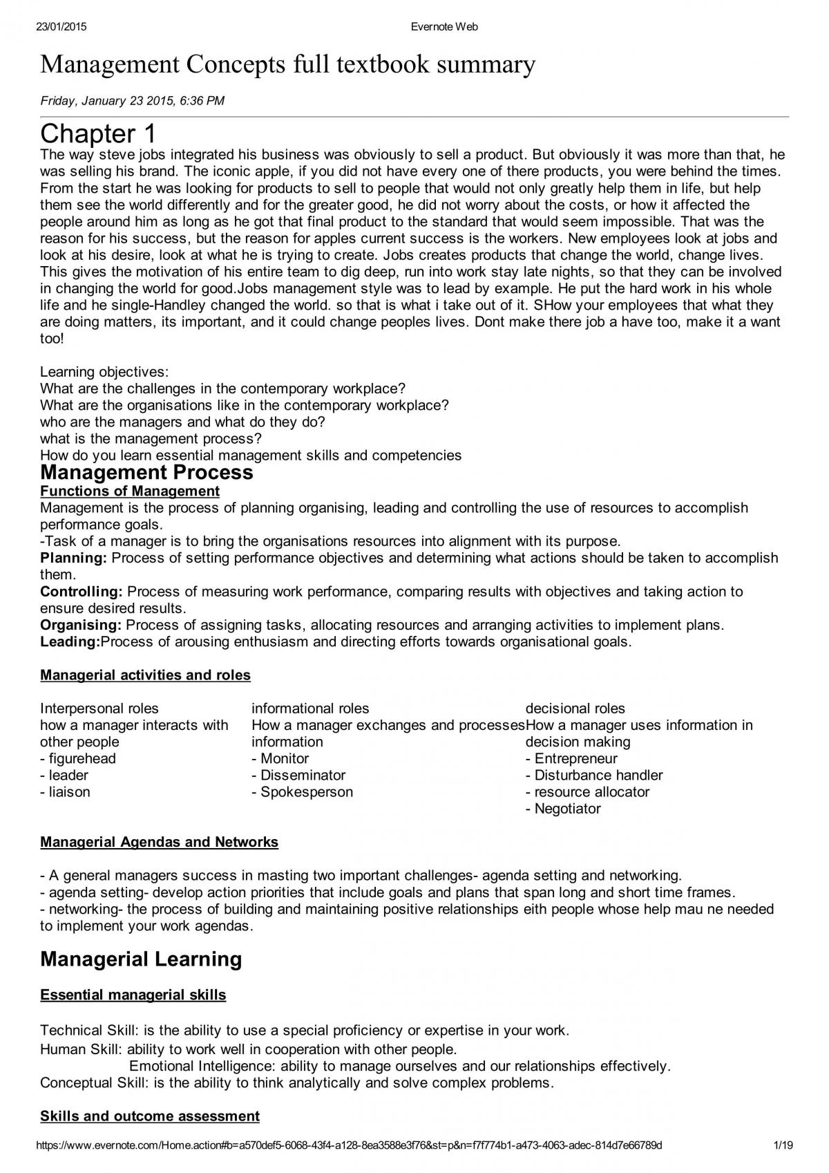 Complete notes summary of all necessary textbook chapters  - Page 1