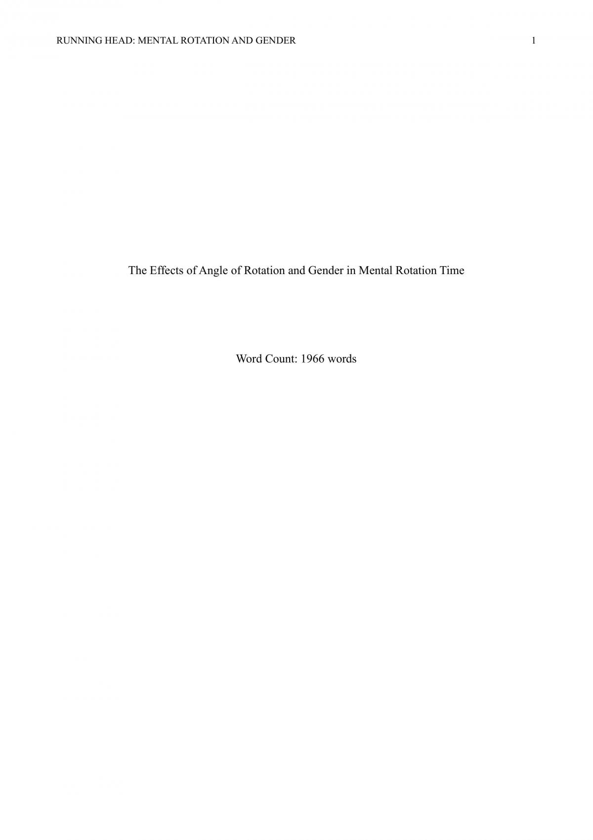 The Effects of Angle of Rotation and Gender in Mental Rotation Time - Page 1