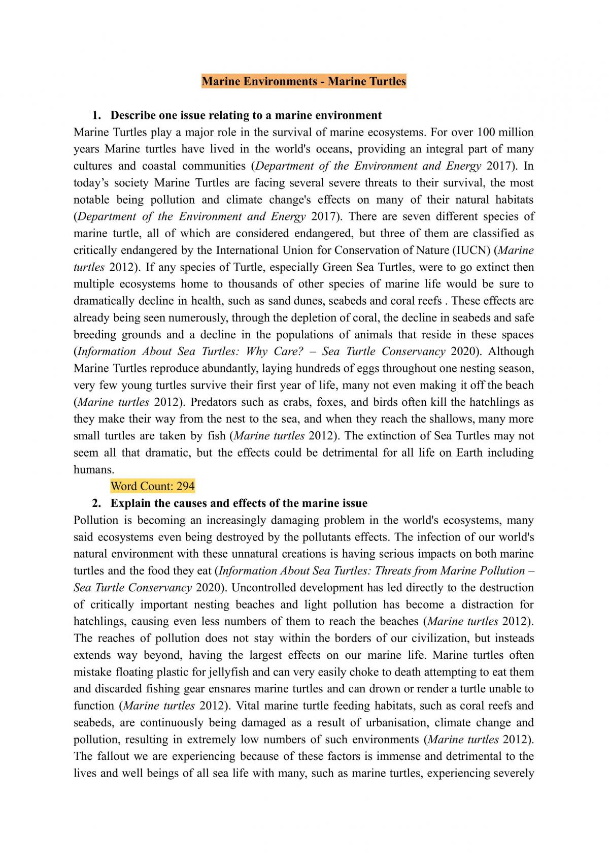 Marine Environments - Marine Turtles - Page 1