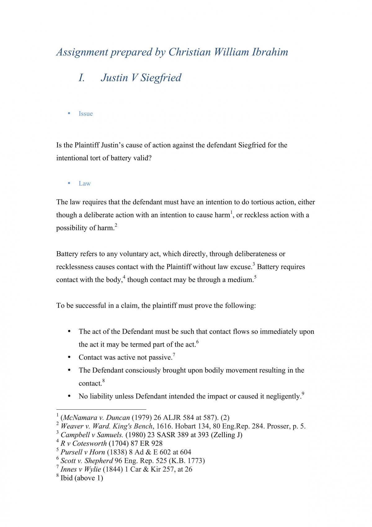 Torts Assignemnt - Page 1