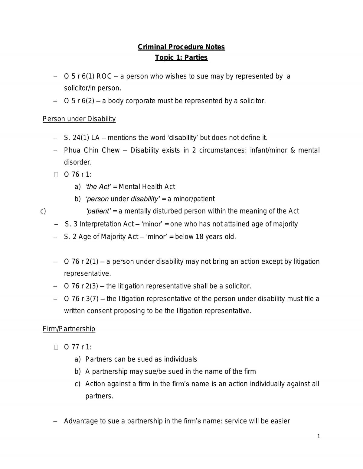 Criminal Procedure Notes - Page 1