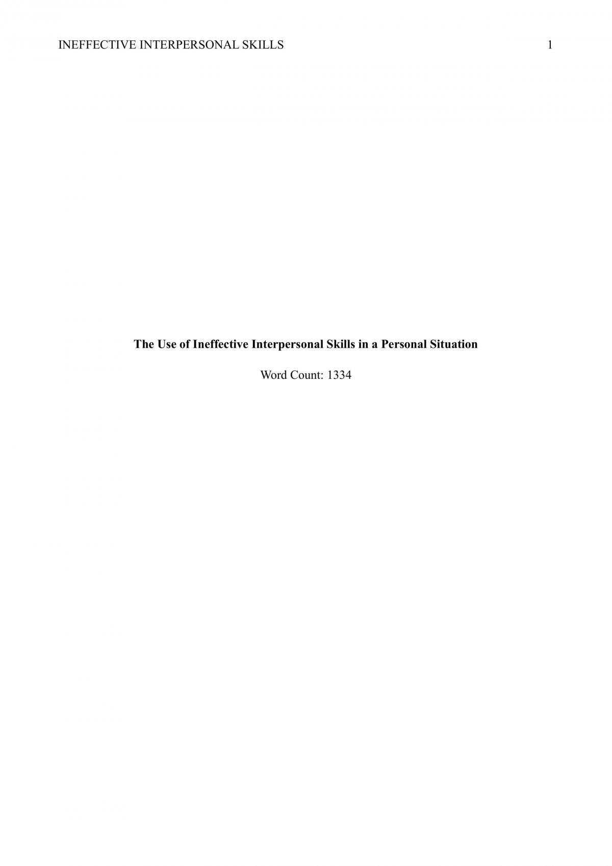 The Use of Ineffective Interpersonal Skills in a Personal Situation - Page 1