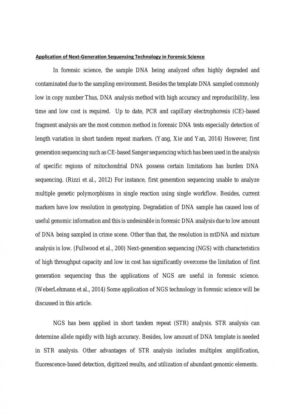 Application of Next-Generation Sequencing Technology in Forensic Science  - Page 1