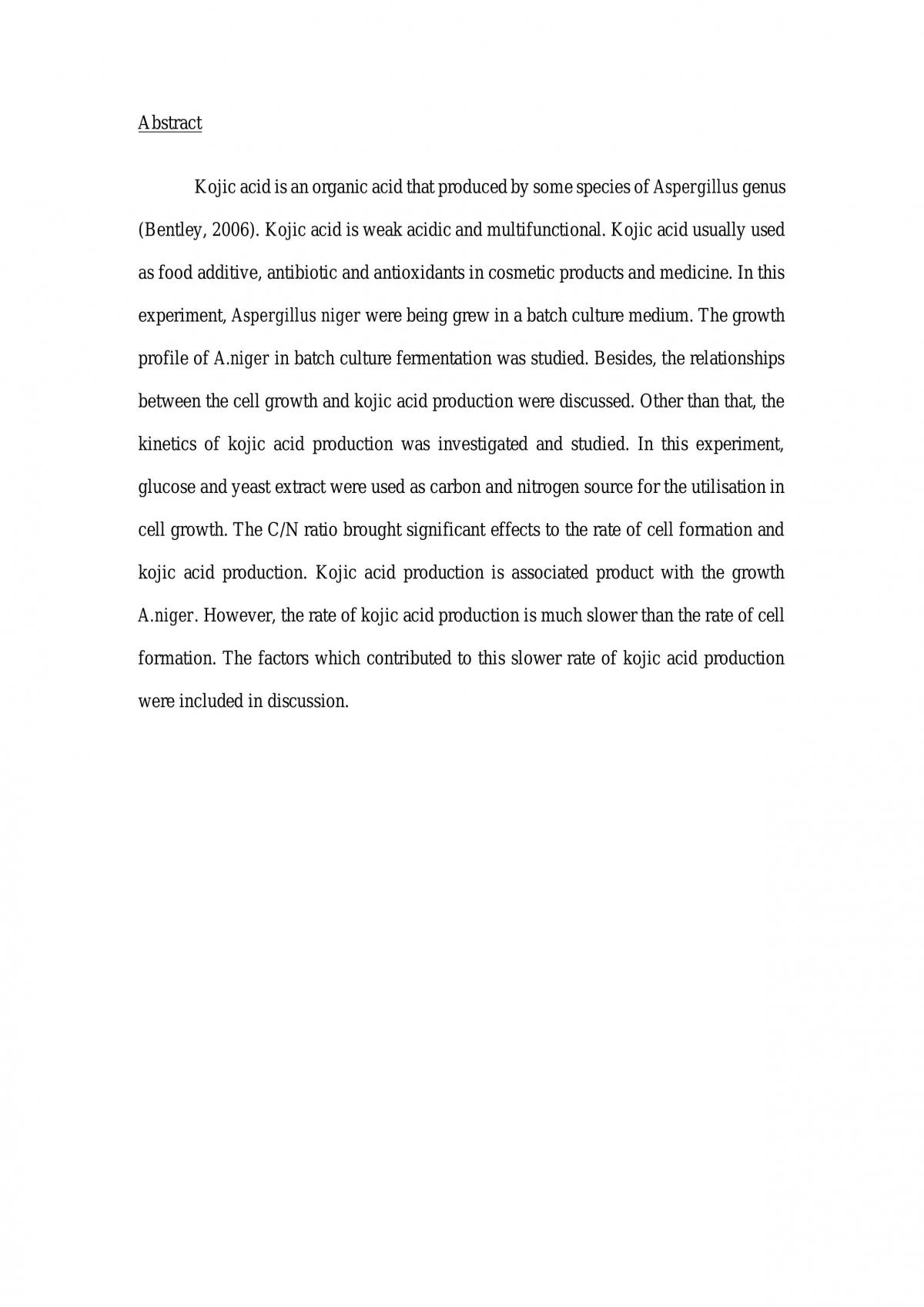 Batch Kojic Acid Fermentation by Aspergillus flavus - Page 1