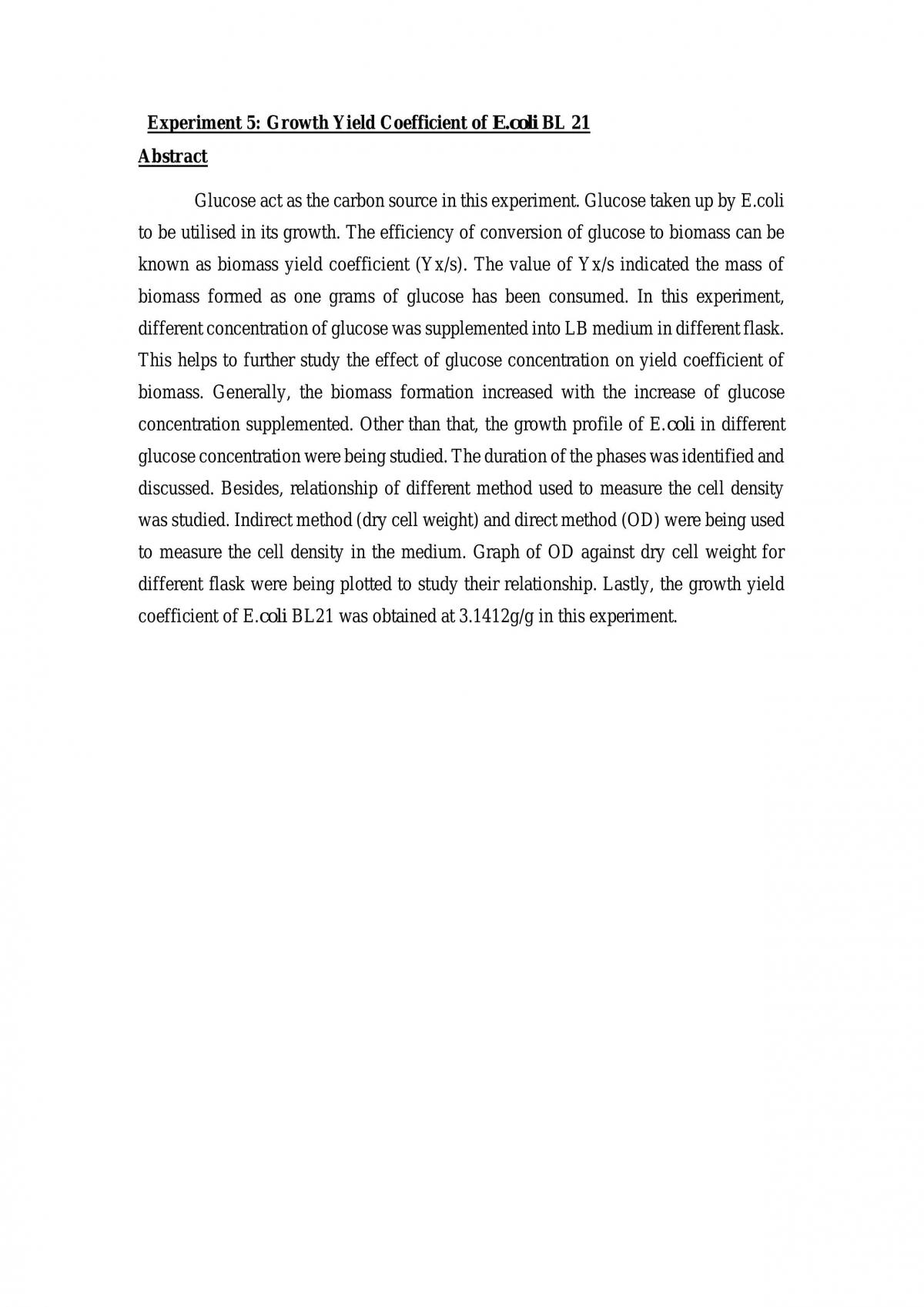 Growth Yield Coefficient of E.coli BL 21  - Page 1