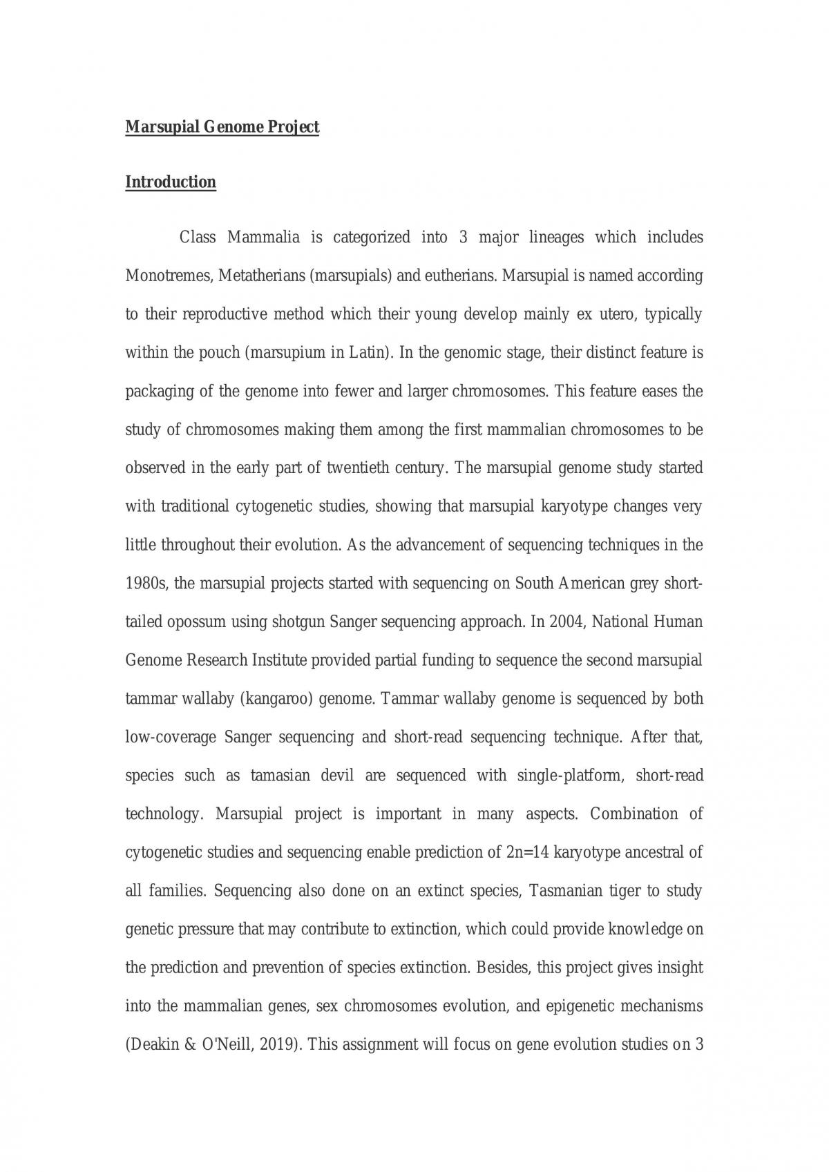 Marsupial Genome Project - Page 1