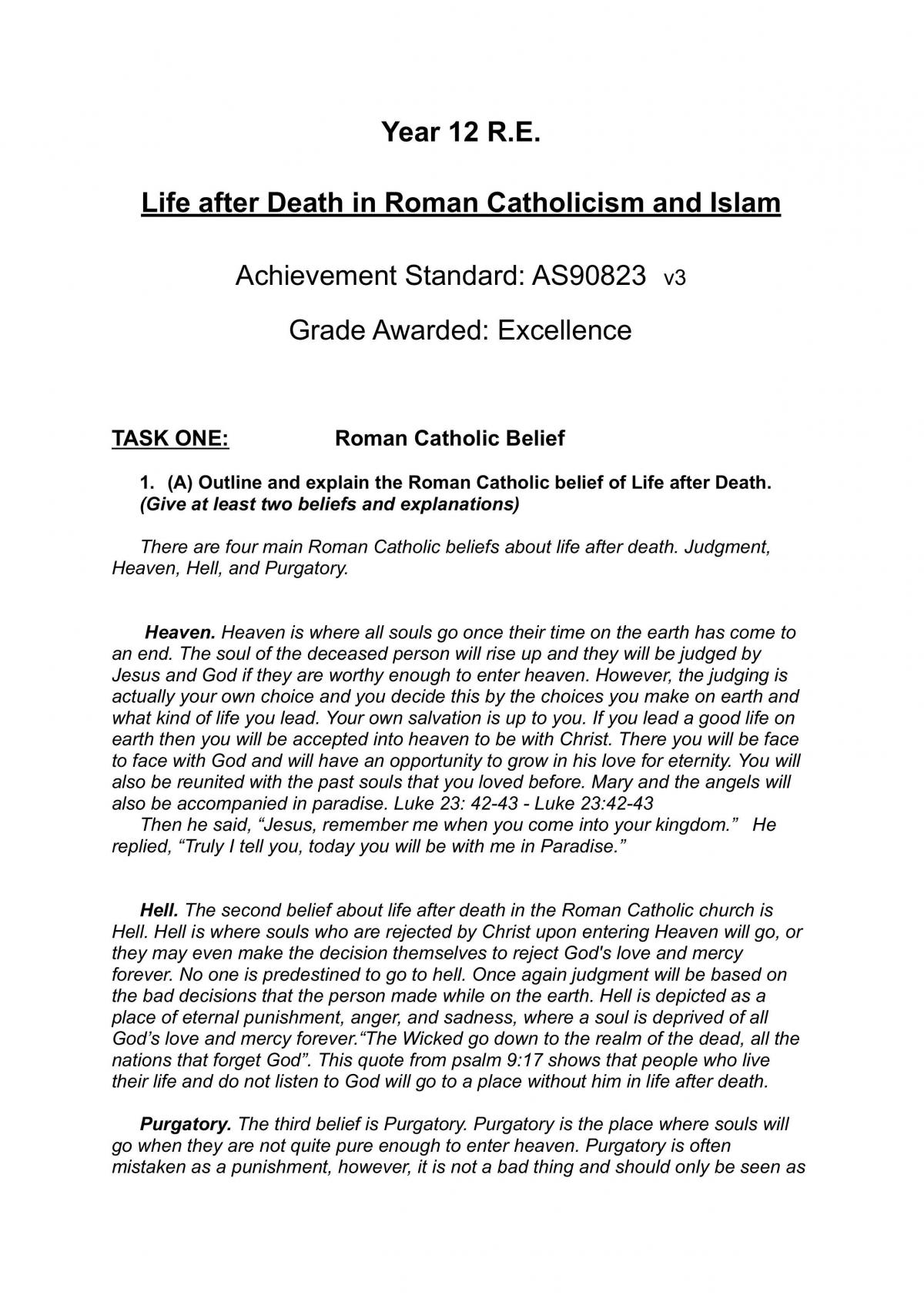 Life After Death In Roman Catholicism And Islam Religious Studies