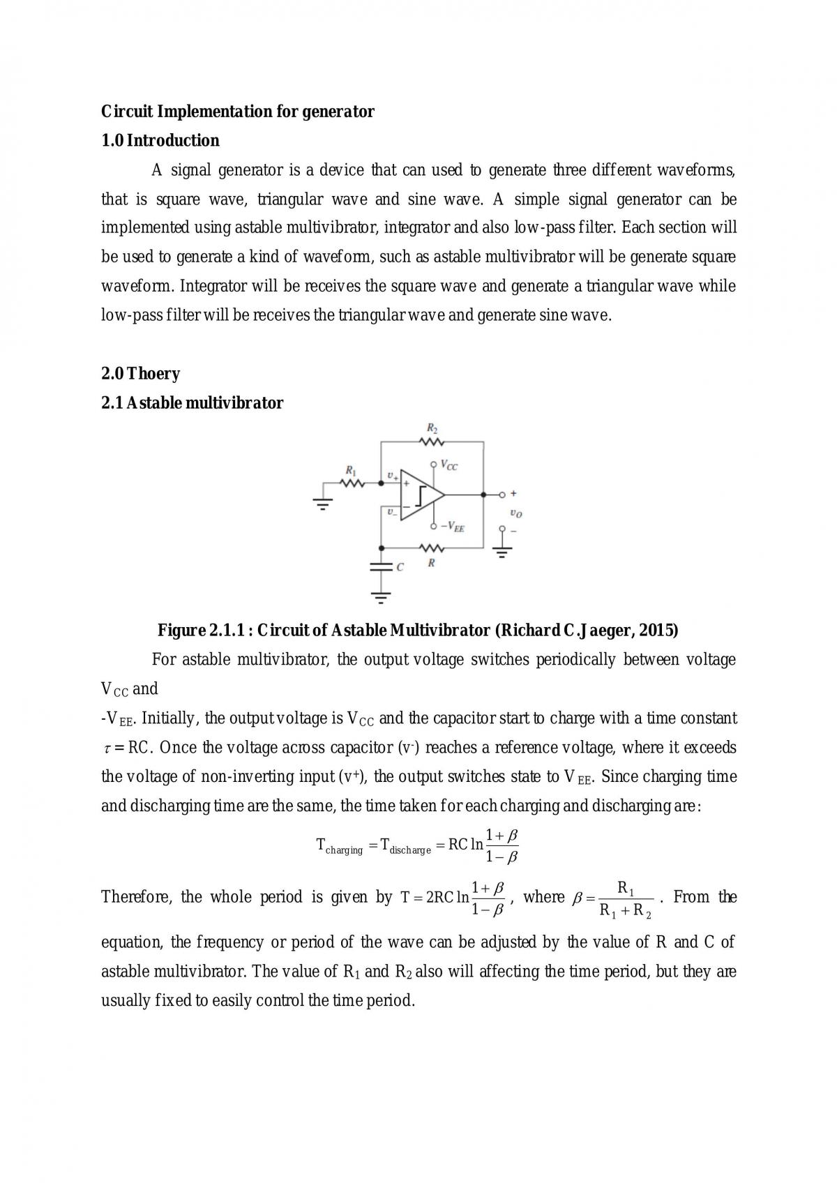 EEE270 Report - circuit implementation for generator - Page 1