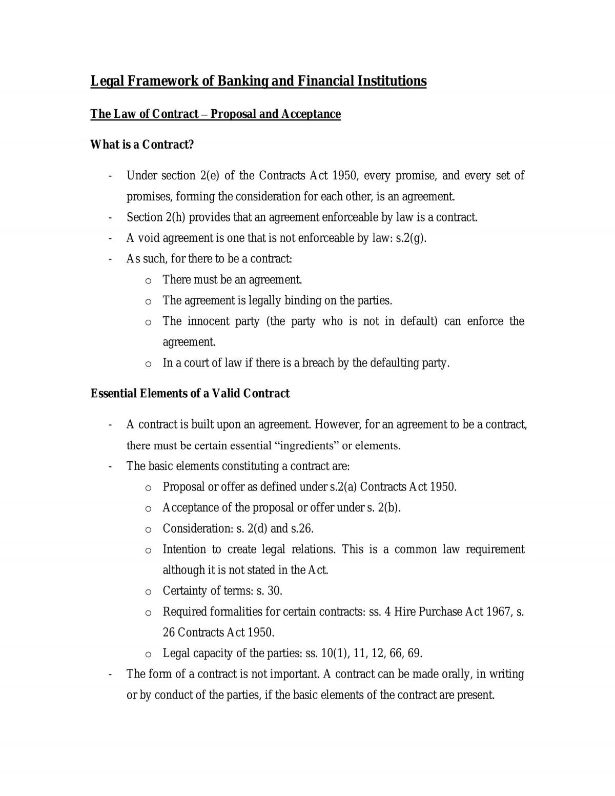 Legal Framework of Banking and Financial Institutions Notes - Page 1