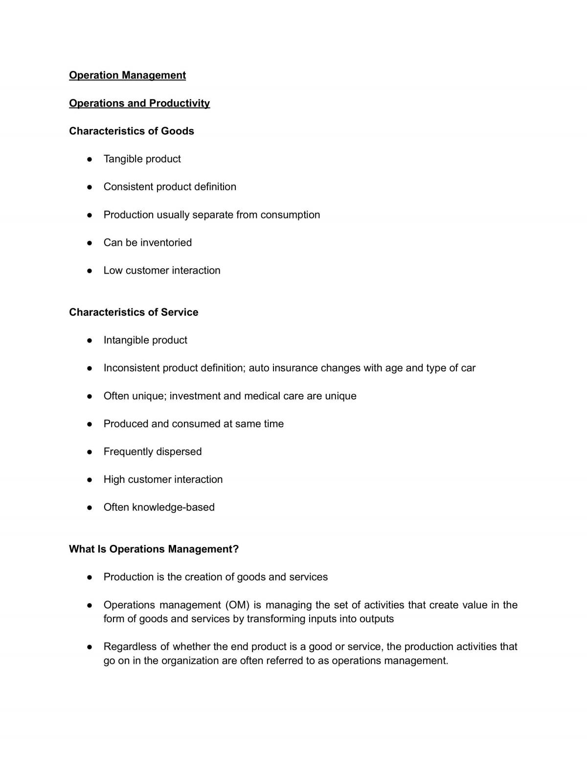 Operation Management Notes - Page 1
