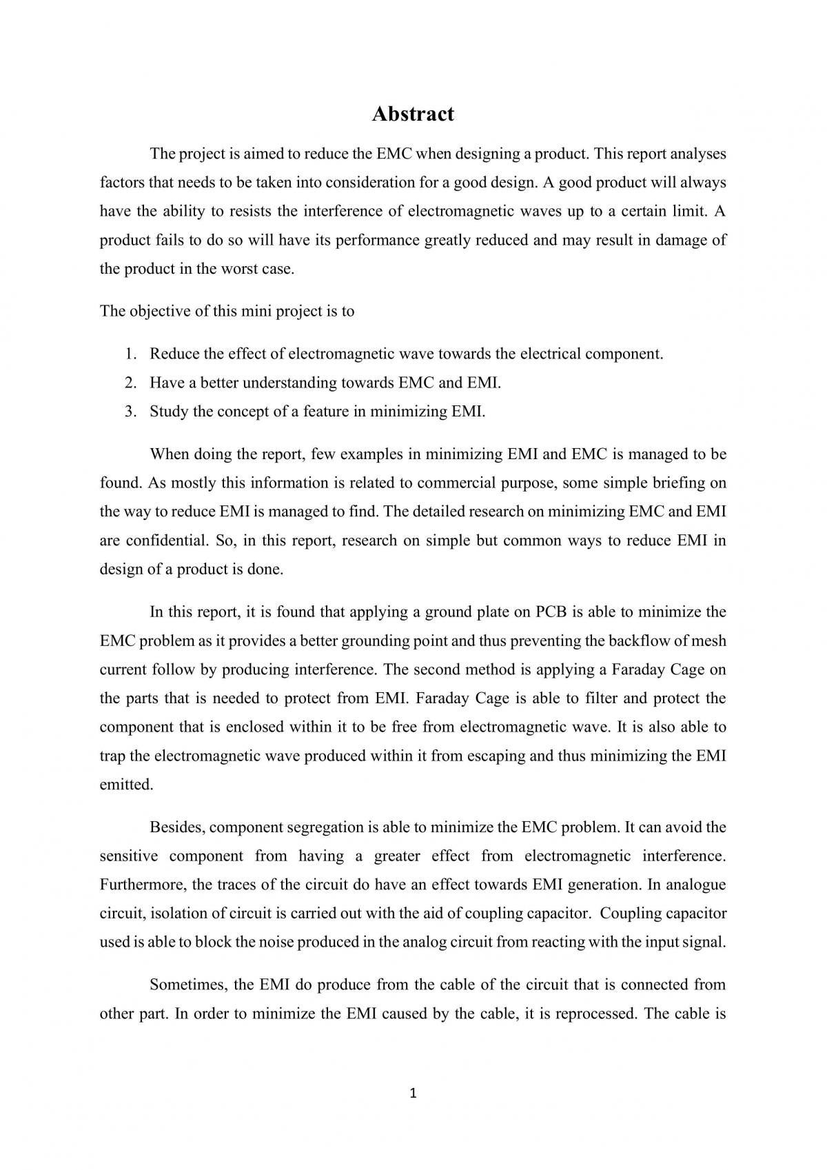 EEE276 Project Report- How to minimize Electromagnetic compatibility - Page 1