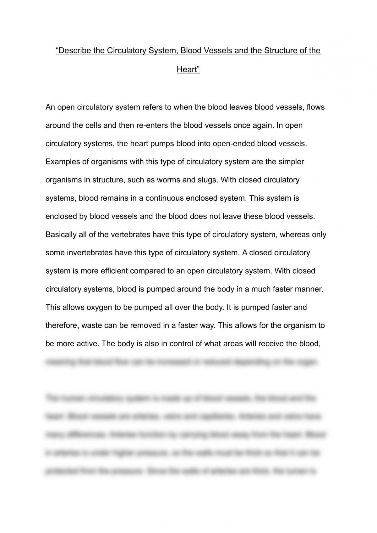 introduction of circulatory system essay