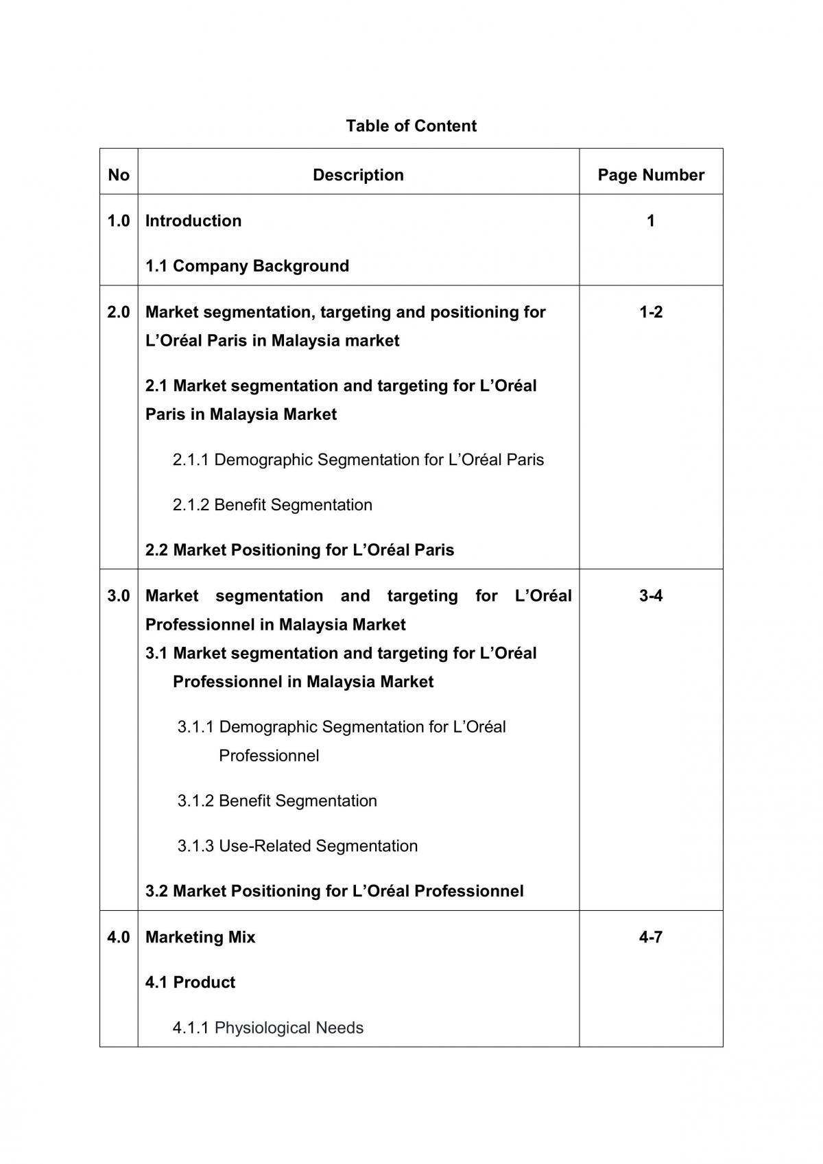 Market segmentation and targeting Loreal  - Page 1