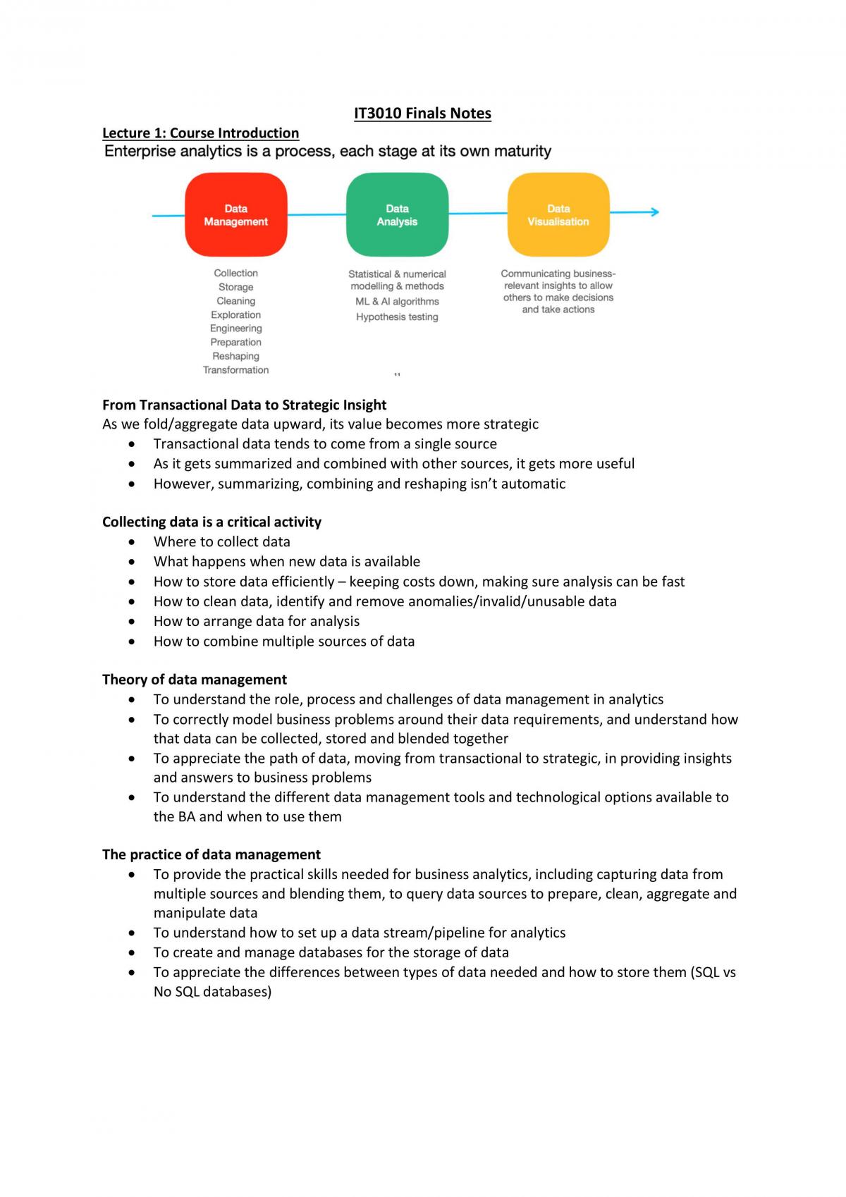 Data Management for Business Analytics Complete Study Notes - Page 1
