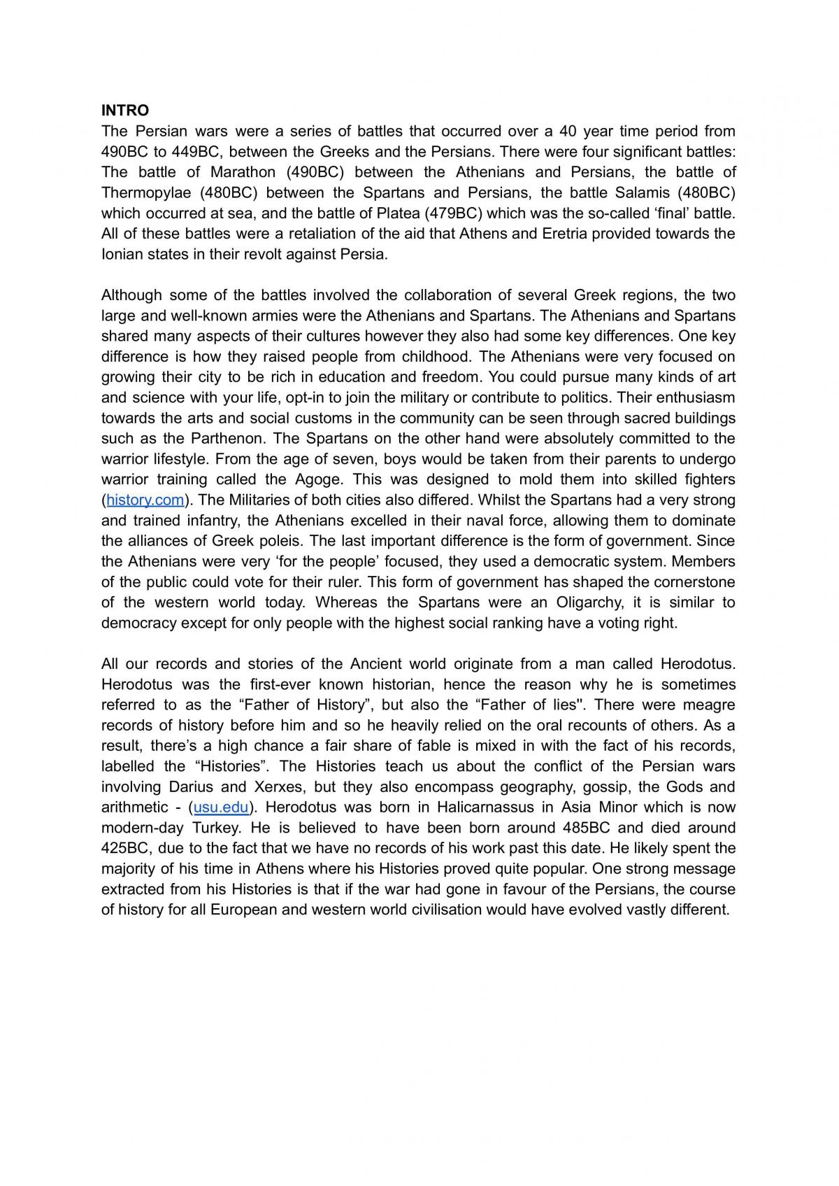 Persian Wars - Demonstrate understanding of a significant event in the classical world - Page 1