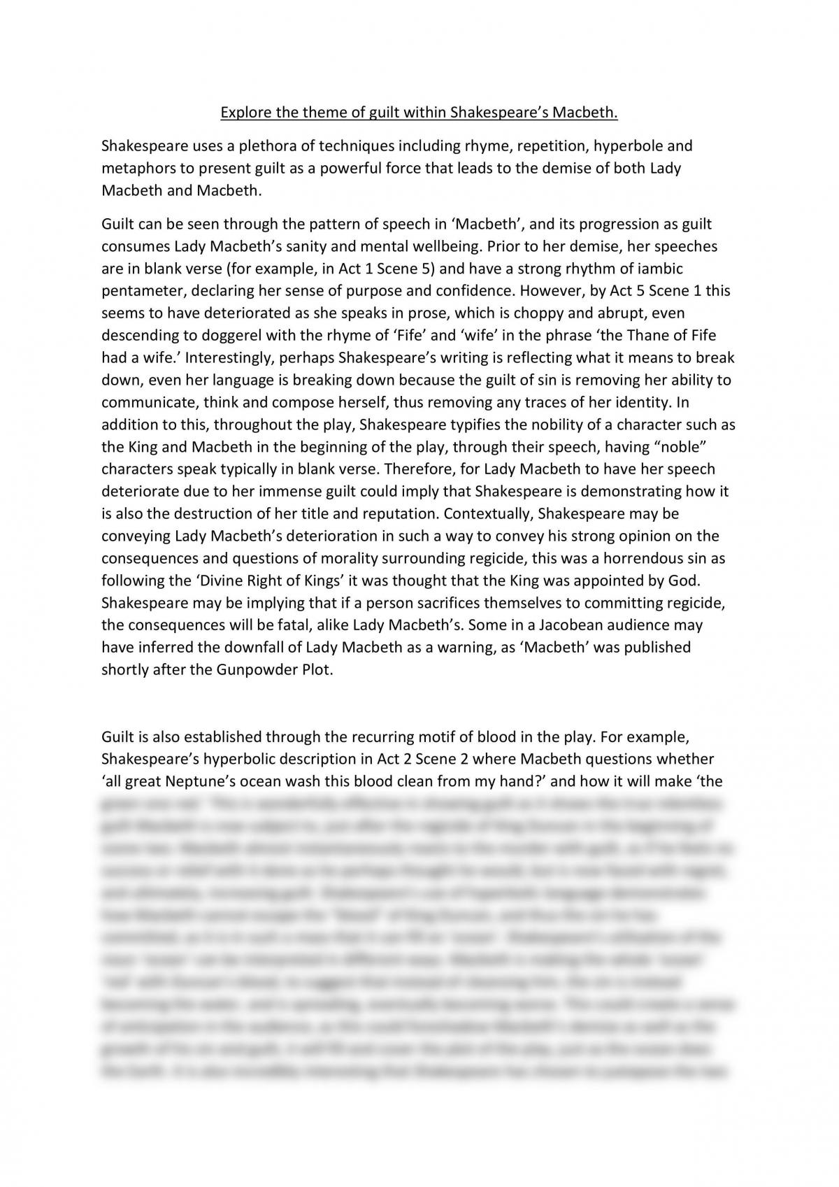 thesis about guilt in macbeth