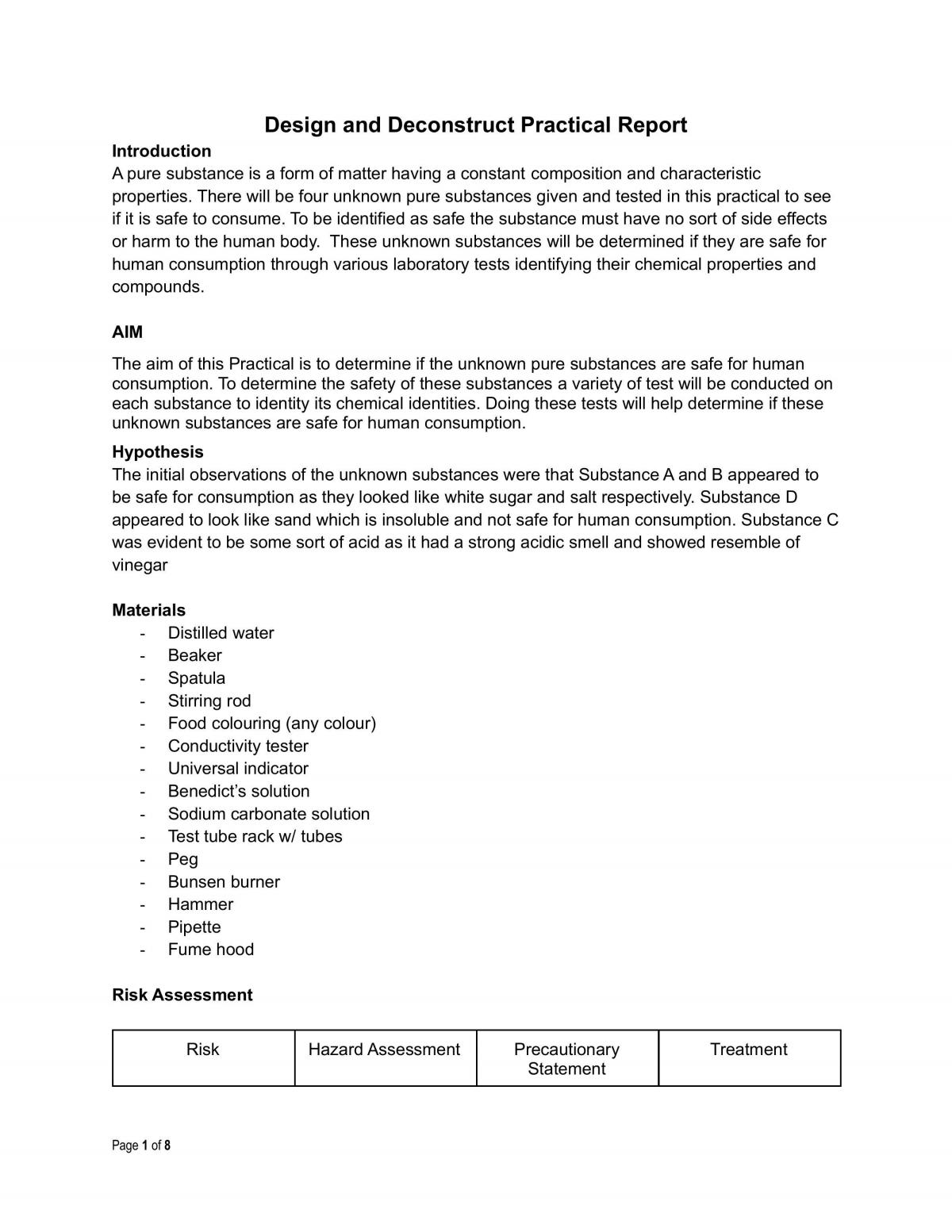Design PPractical - Finding the Substances - Page 1