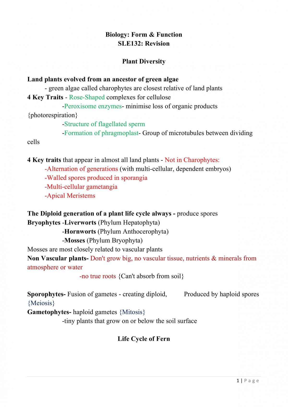 Exam Revision Notes for SLE132 - Page 1