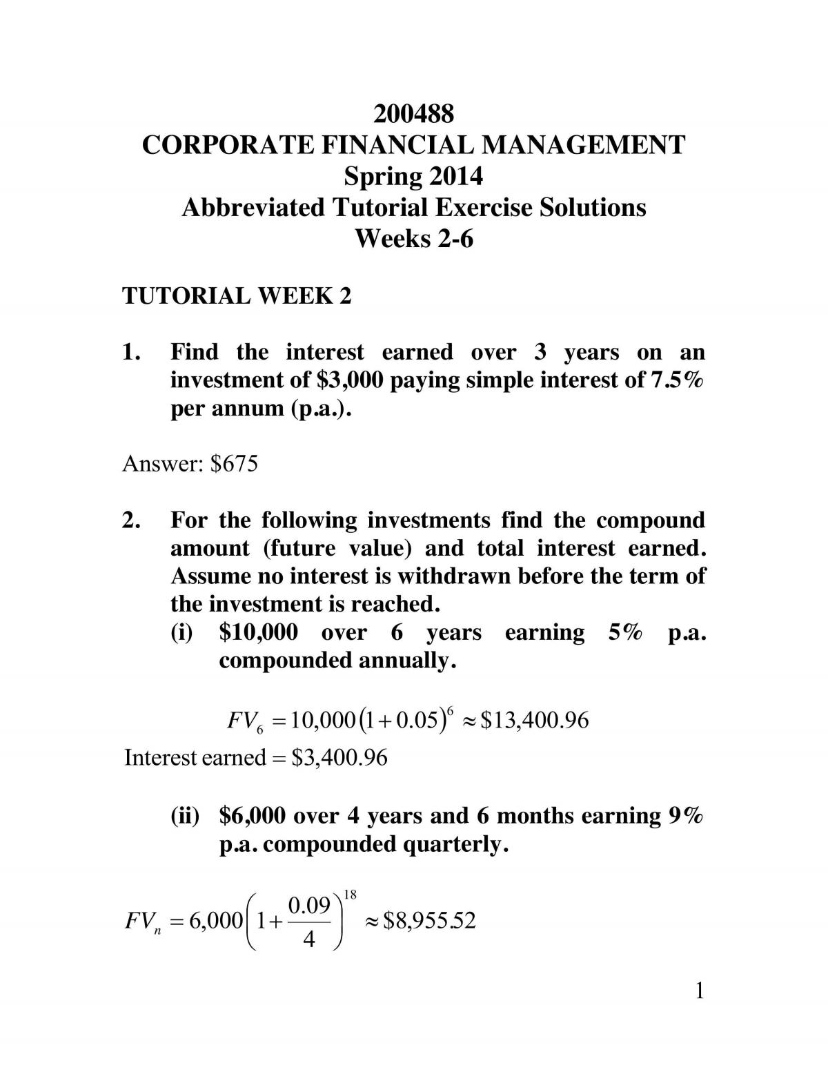 Abbreviated  tutorial solutions for weeks 2-6 - Page 1