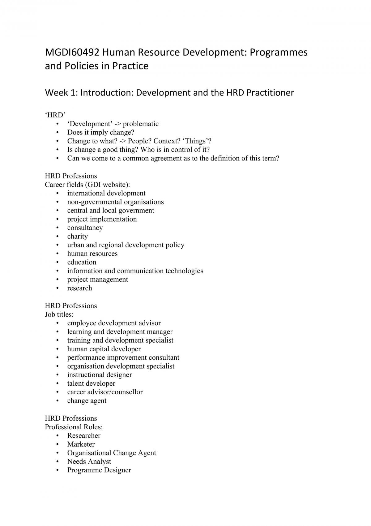 Human Resource Development Notes - Page 1
