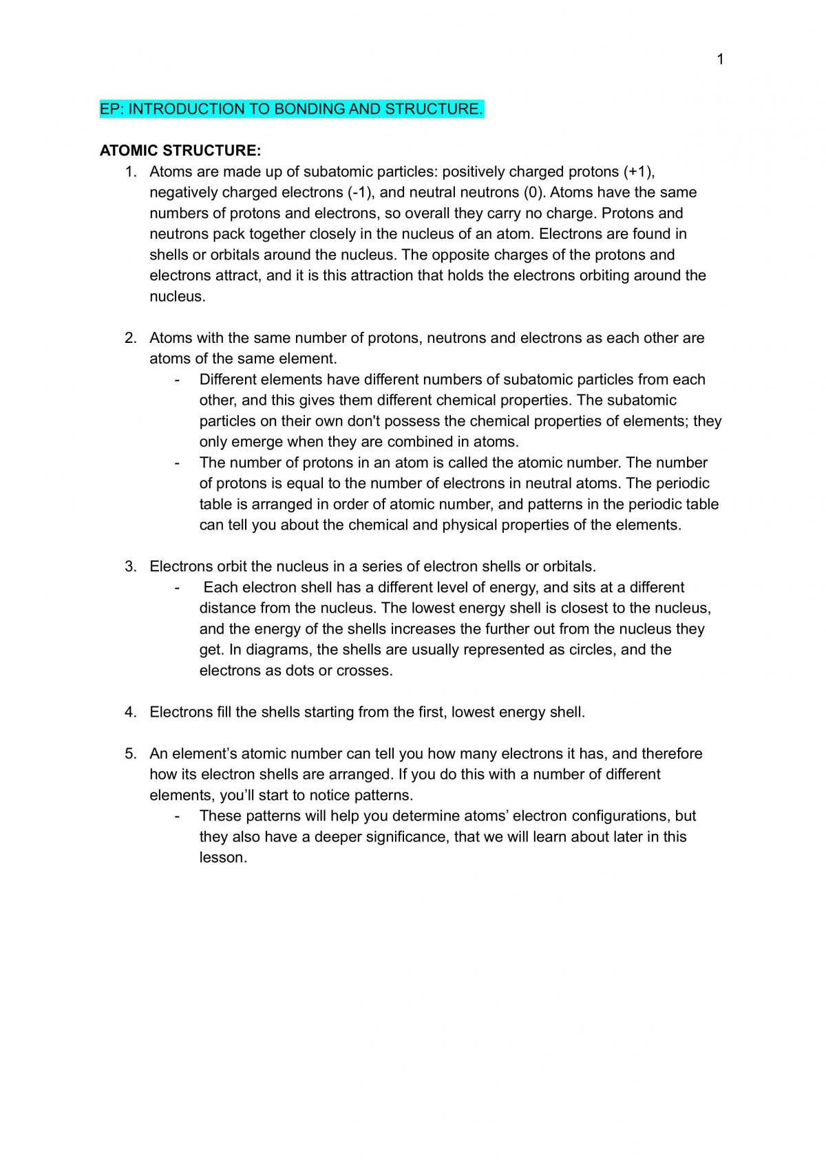 Bonding and structure level 2 chemistry  - Page 1