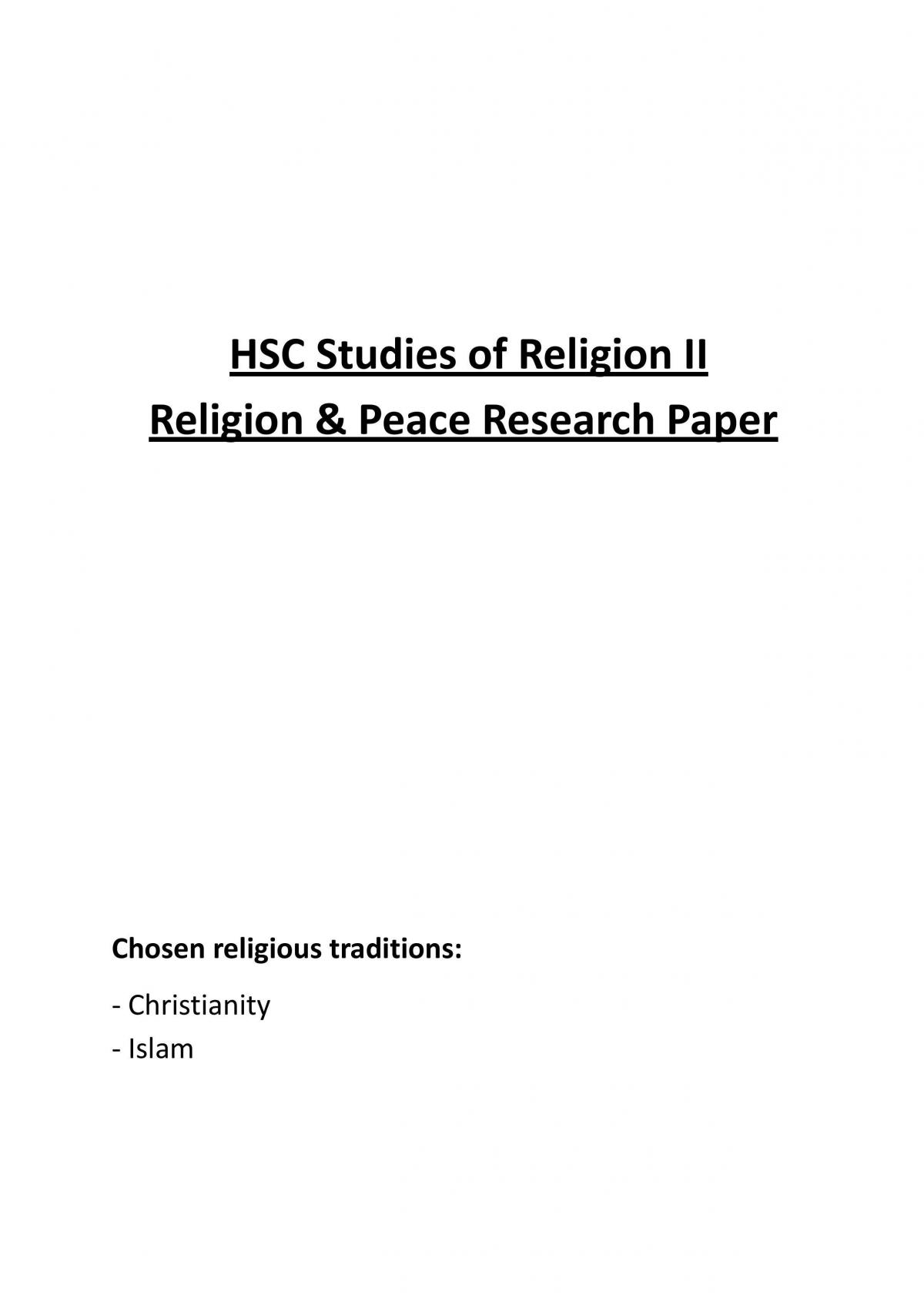 religion and peace essay hsc