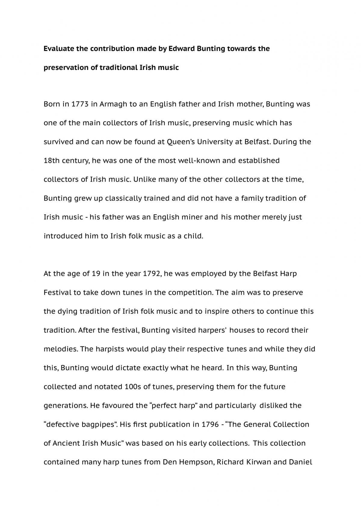 Edward Bunting Essay - Page 1