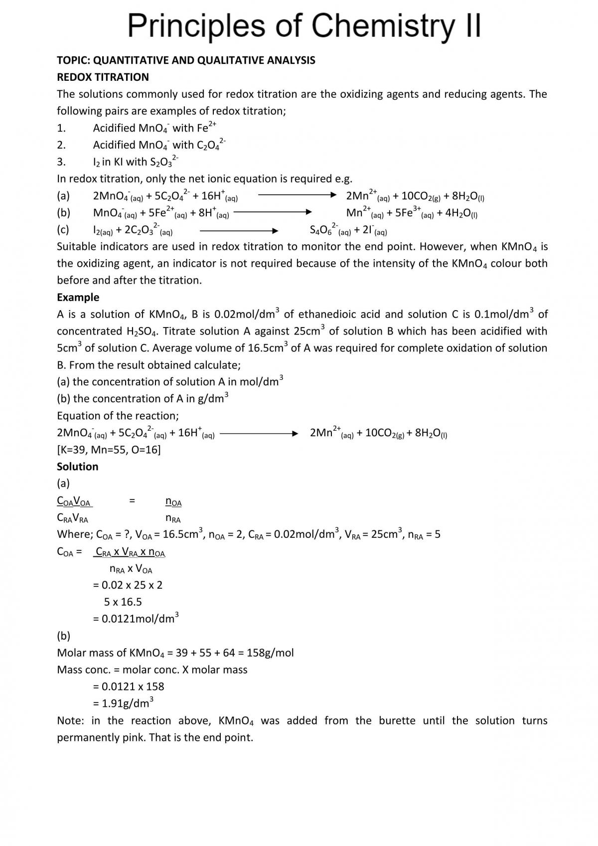 Principles of Chemistry II Study Notes - Page 1